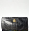Pochette Vintage — Borsettificio Patrizia, Pelle Nera, Chiusura Archetto in Oro, Made in Italy anni '70-'80