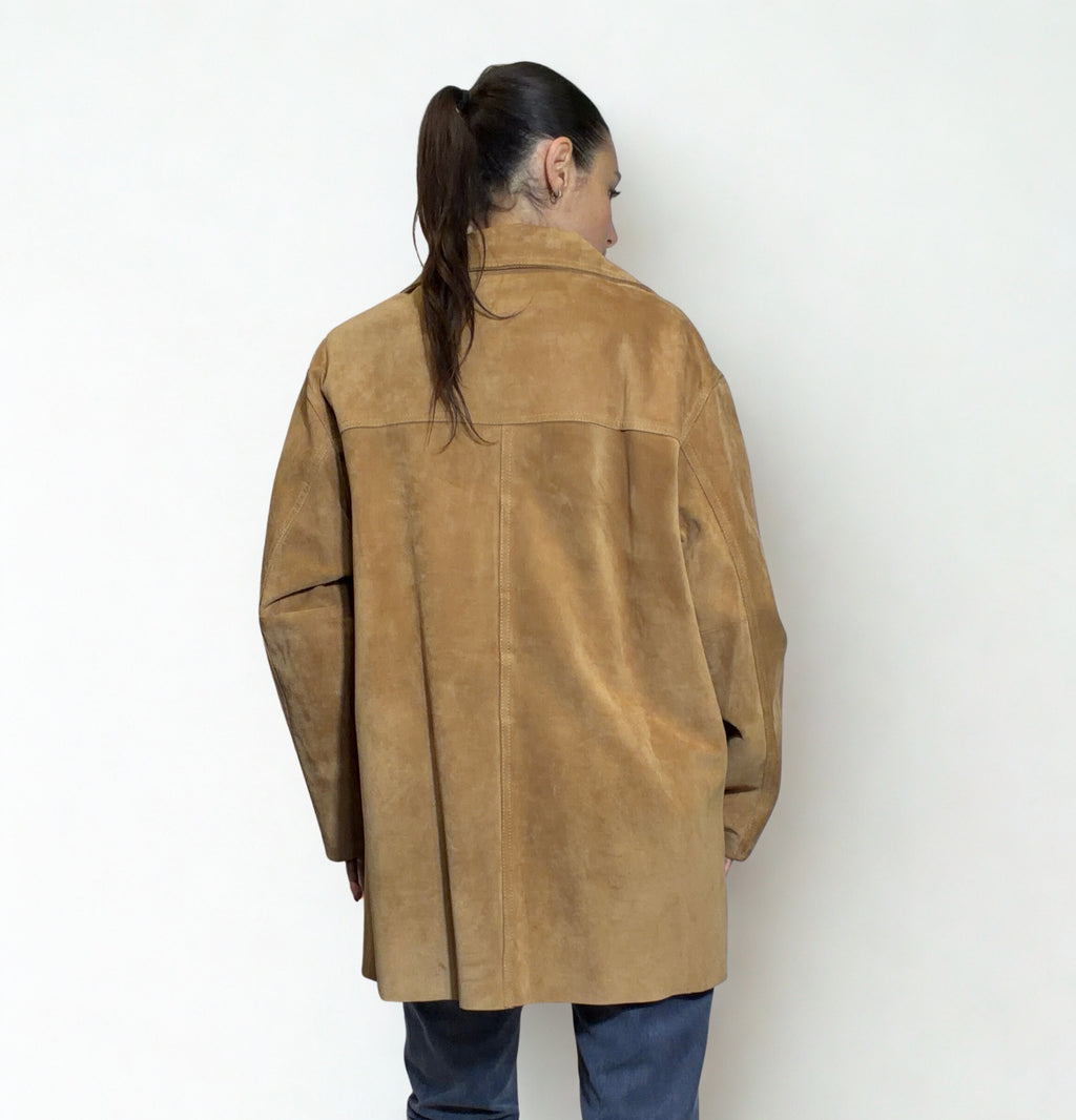 Giacca Vintage Monica Diffusion in Pelle Scamosciata Cammello – Vera Pelle Anni ’90