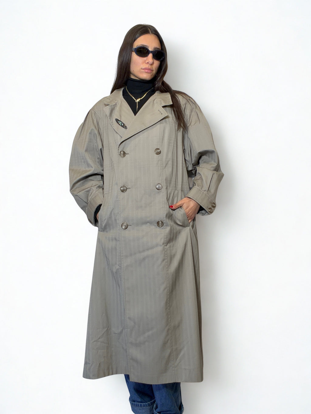 Trench Vintage Lady Adler Tartan Grigio