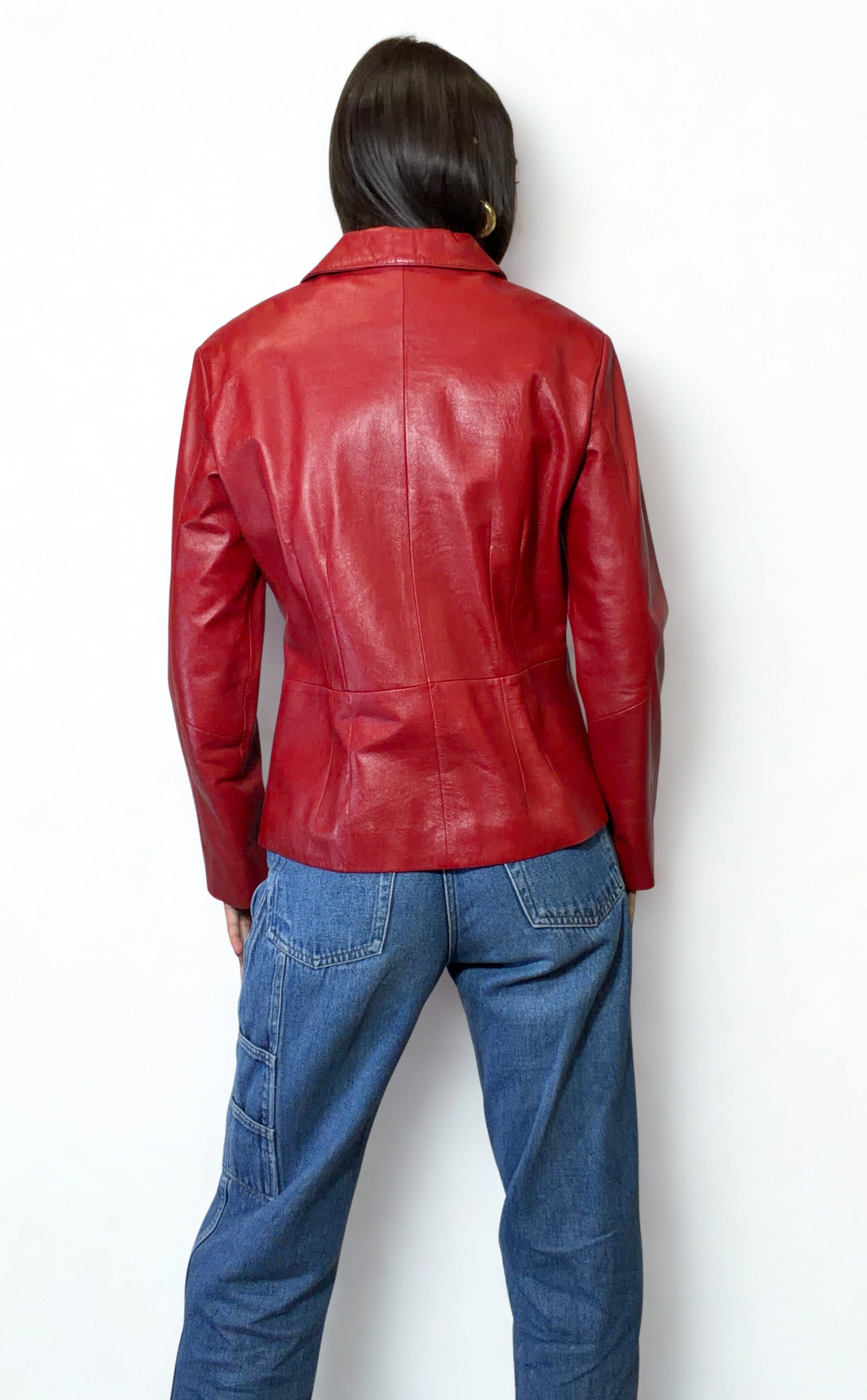 Giacca Vintage Tim Olivier in Vera Pelle Rossa – Fine Anni ’90