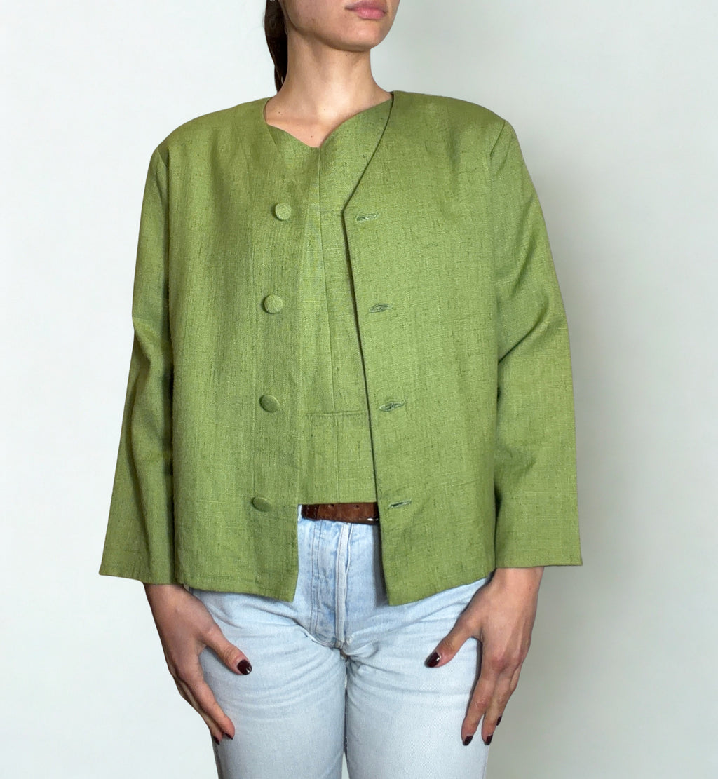 Completo Vintage Verde – Blazer Boxy + Top Minimal