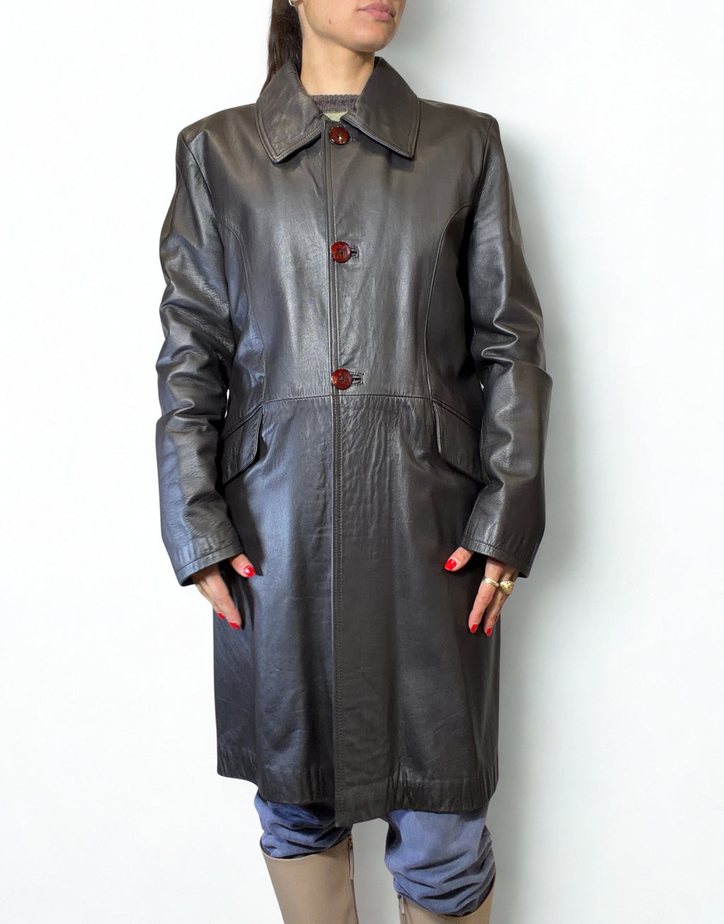 Cappotto Matrix Vintage MDL Manifatture del Lago in Pelle Nera – '90