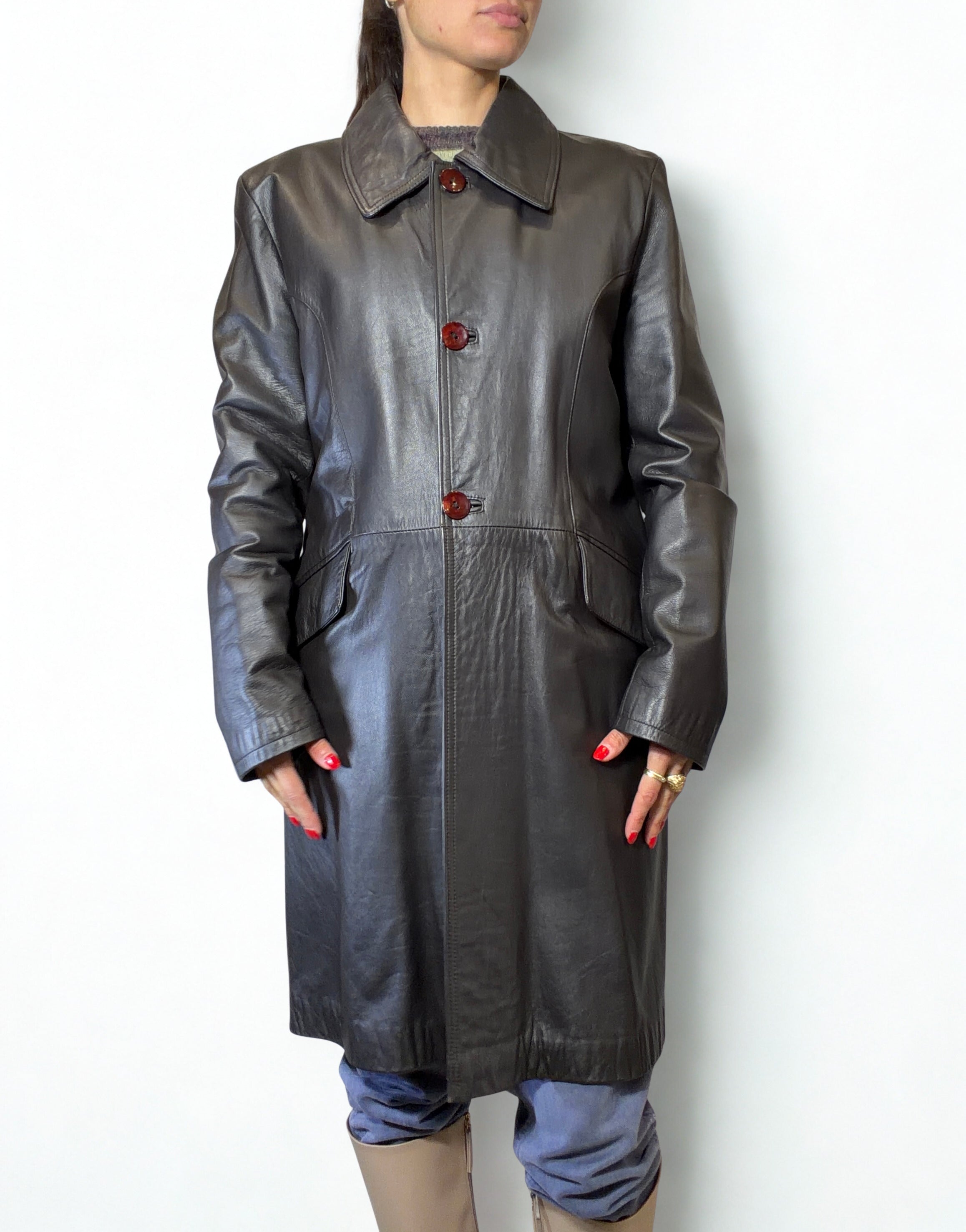 Cappotto Matrix Vintage MDL Manifatture del Lago in Pelle Nera – '90