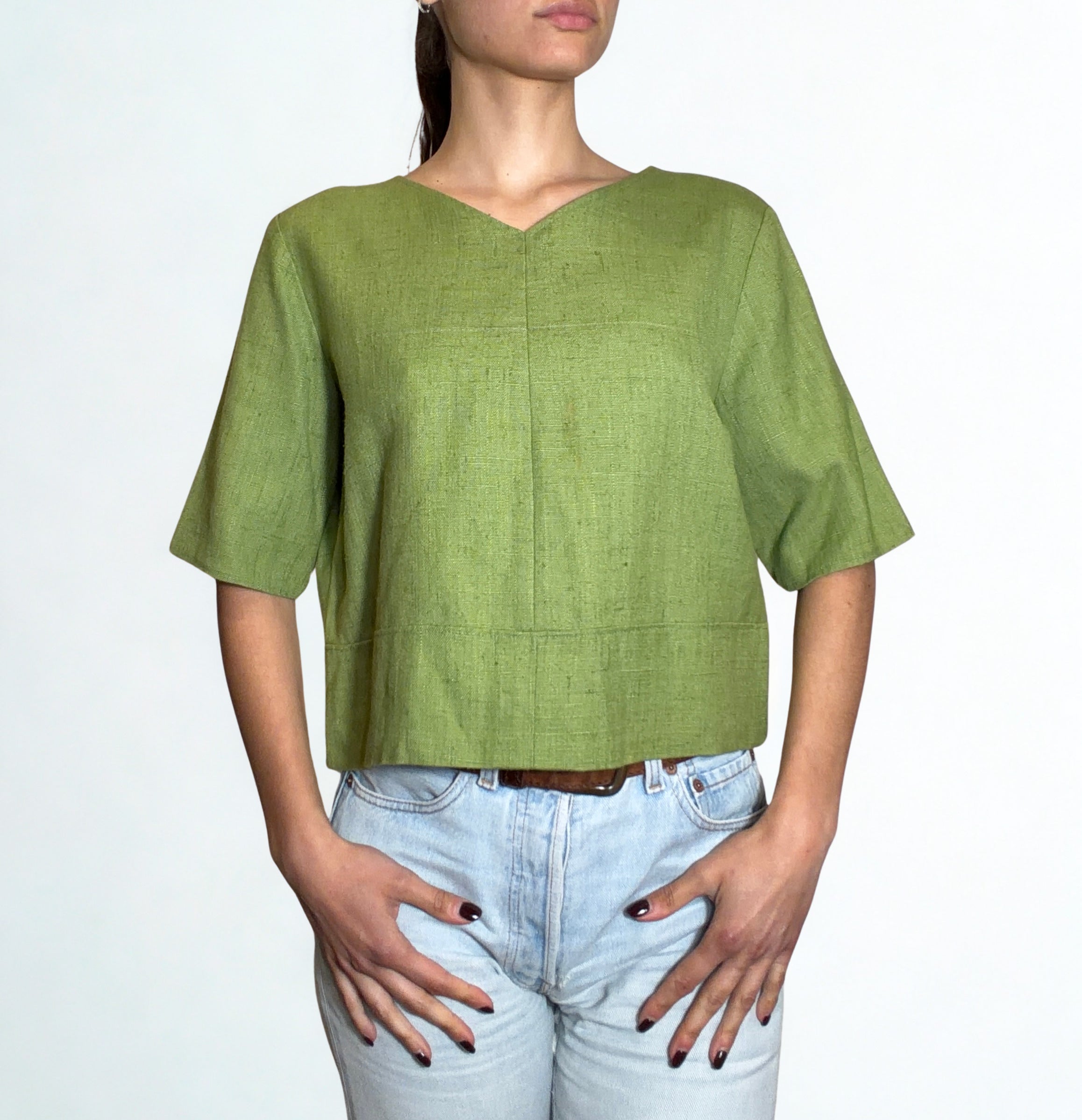 Completo Vintage Verde – Blazer Boxy + Top Minimal