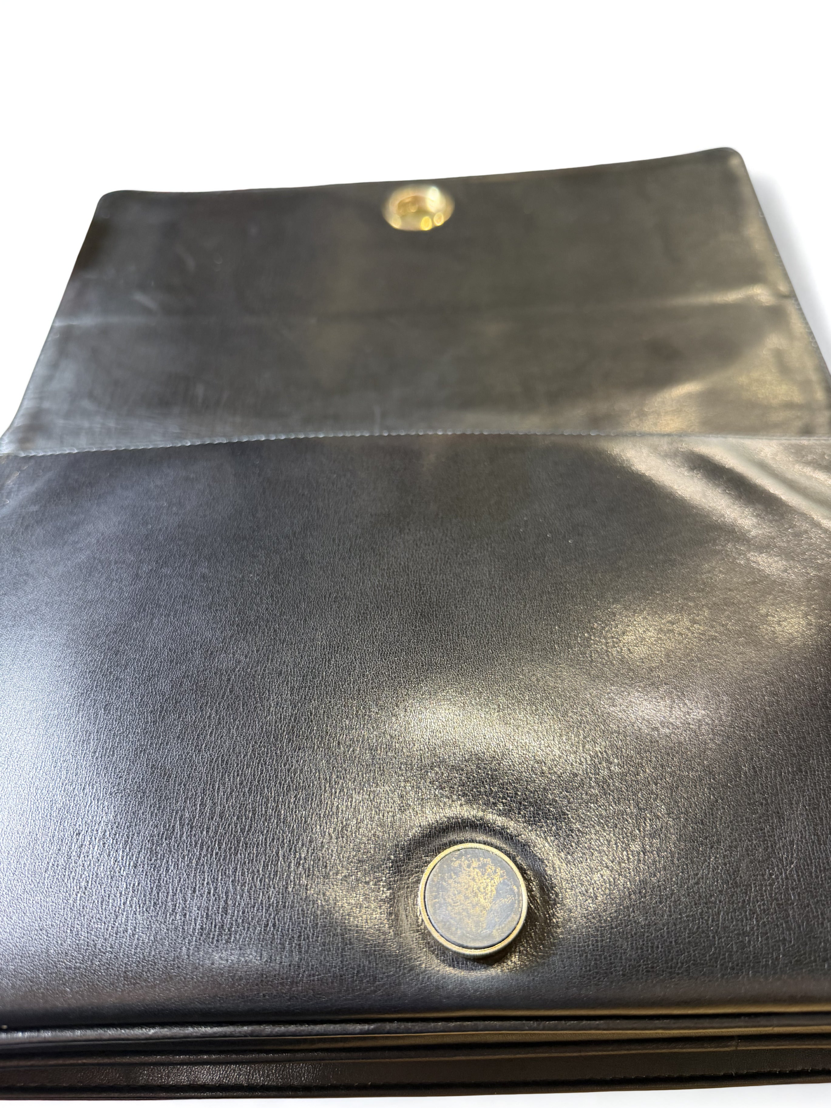 Borsa Vintage Jole Veneziani — Pelle Nera Strutturata, Hardware Oro, Tracolla, Alta Moda Milano anni '60-'70