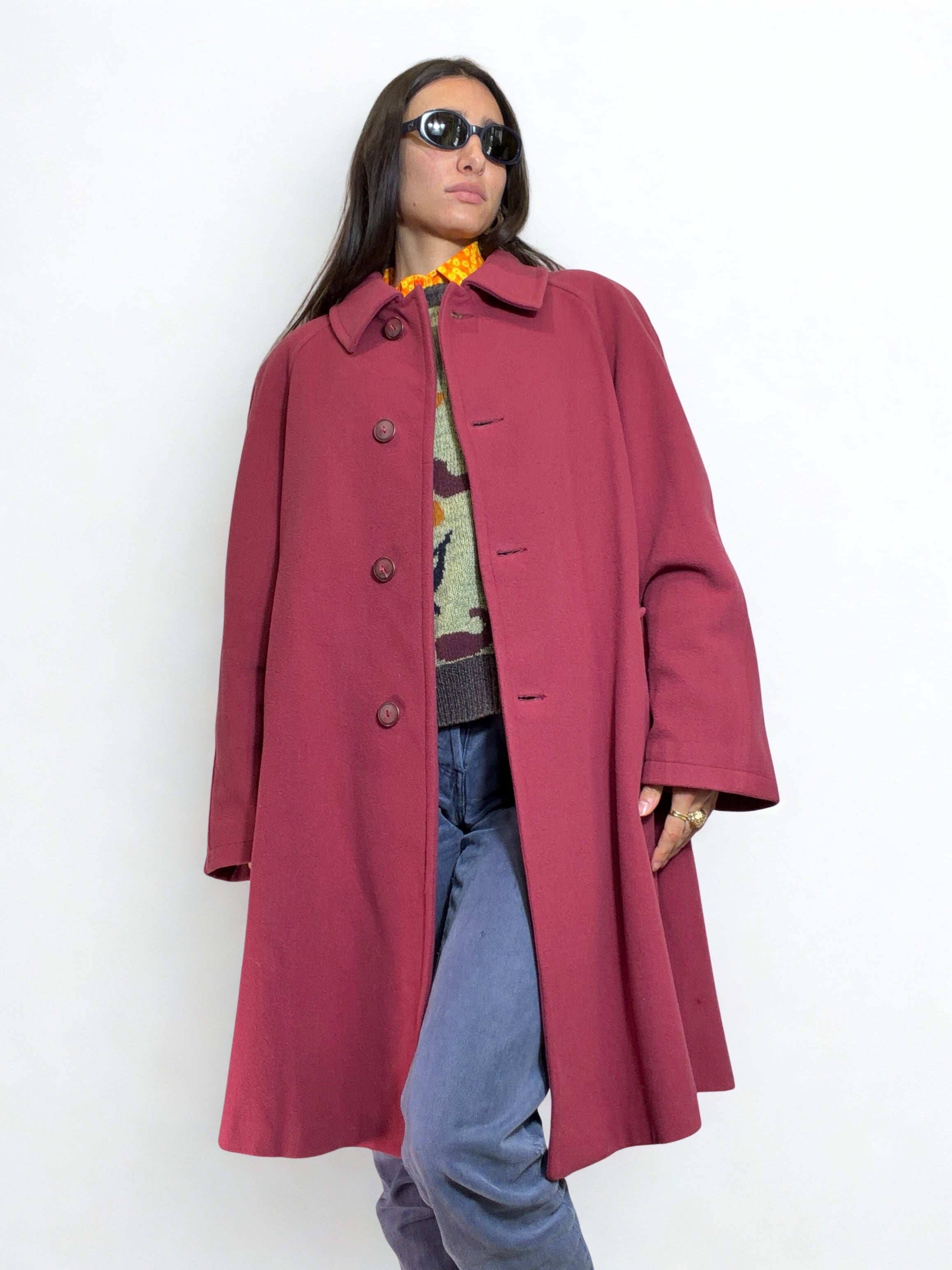 Cappotto Tagliente Magenta Pura Lana Vergine – '90
