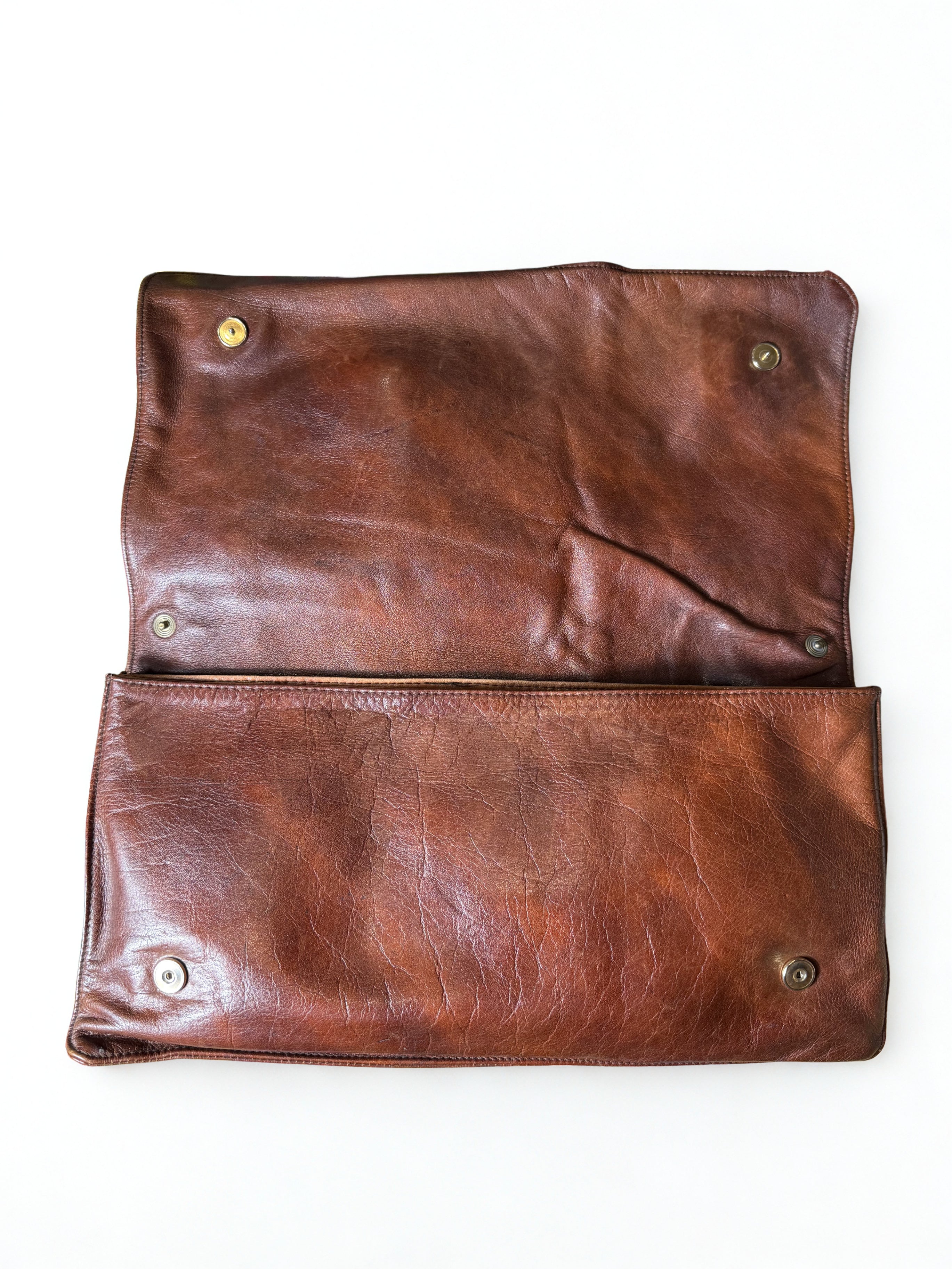 Pochette Vintage Don Pablo — Pelle Bicolore Marrone/Tabacco, Fibbia in Ottone, Anni '70-'80