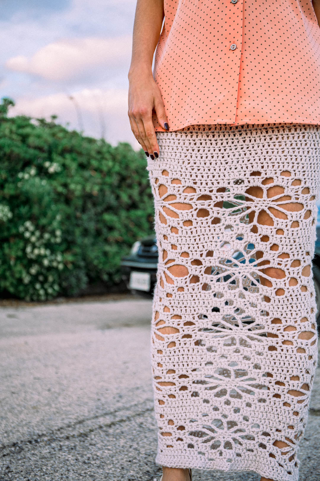 Maxi Gonna Crochet Tortora Chiaro —  Artigianale