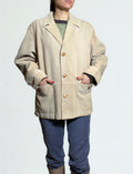 Giacca Vintage Ferradini in Vera Pelle Scamosciata Beige – Artigianale, Anni ’90
