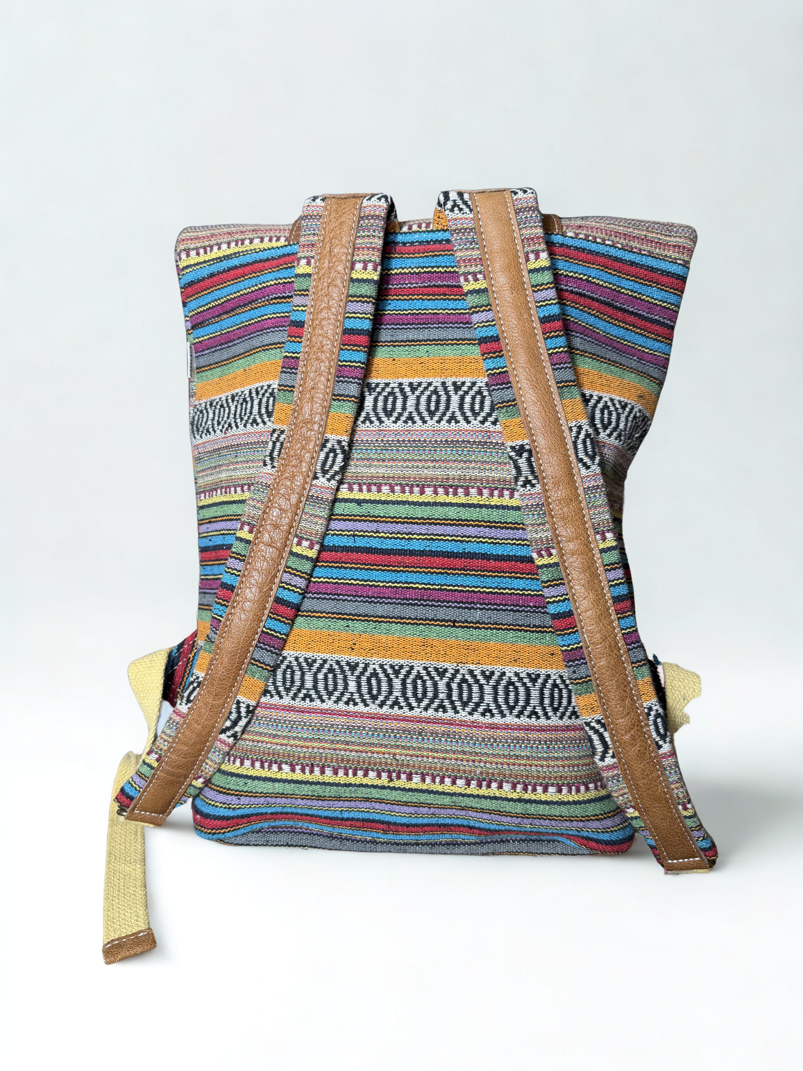 Zaino Boho Etnico - in Tessuto Azteco e Pelle