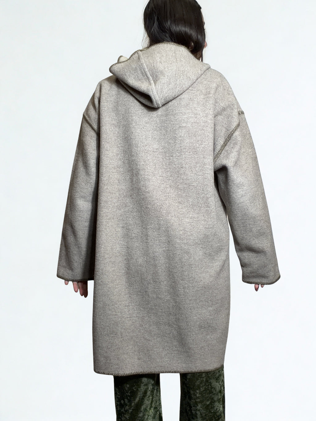 FENDISSIME Vintage – Cappotto in Lana & Alpaca con Cappuccio, Cuciture a Vista (Made in Italy)