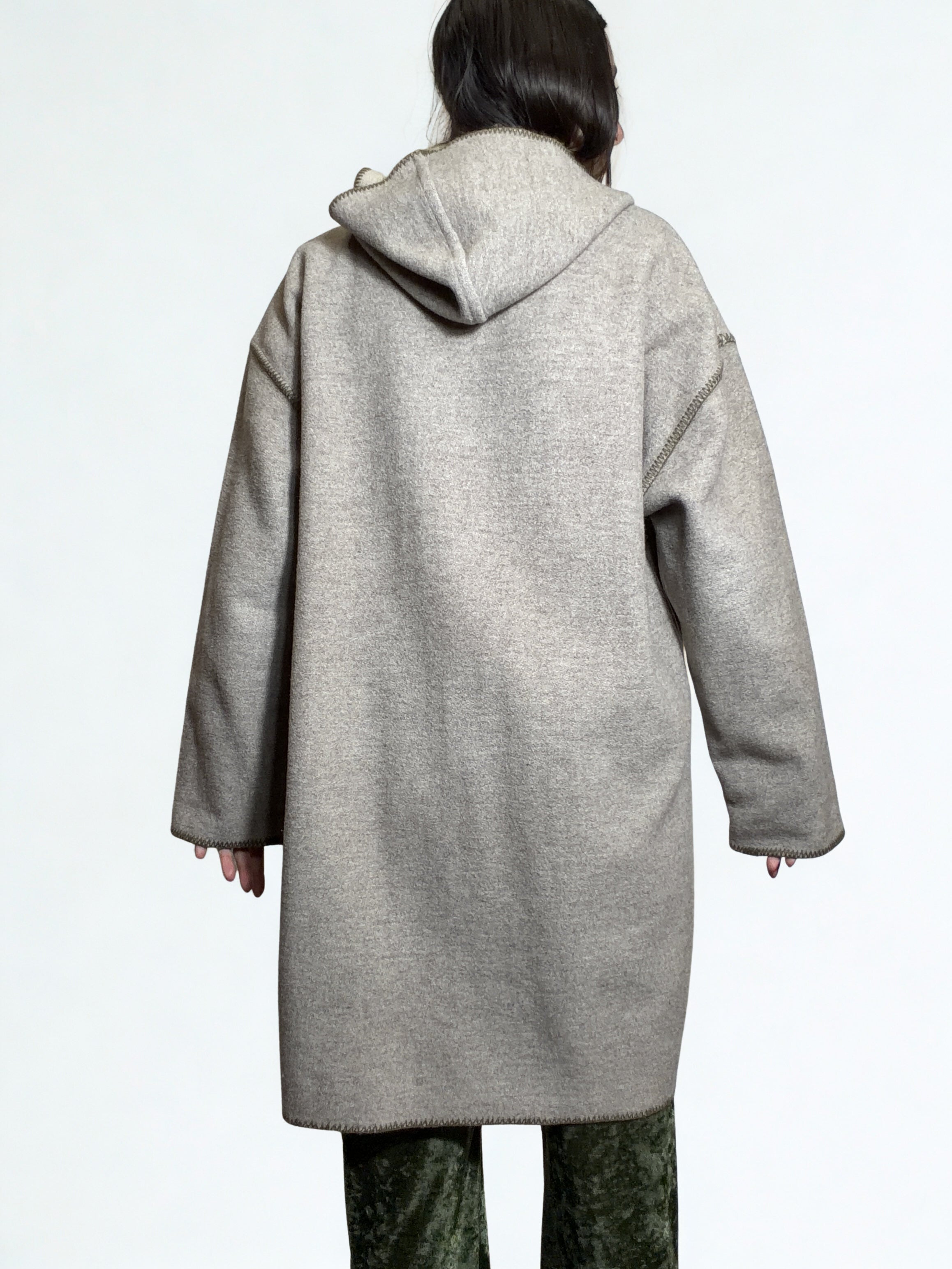 FENDISSIME Vintage – Cappotto in Lana & Alpaca con Cappuccio, Cuciture a Vista (Made in Italy)