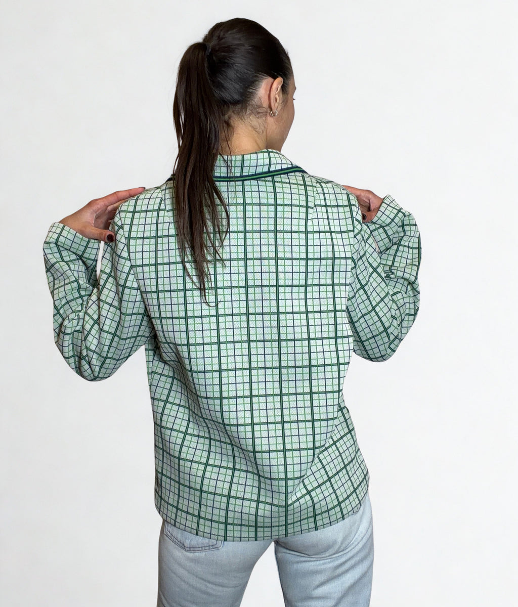 Blazer Vintage Scozzese Verde e Blu