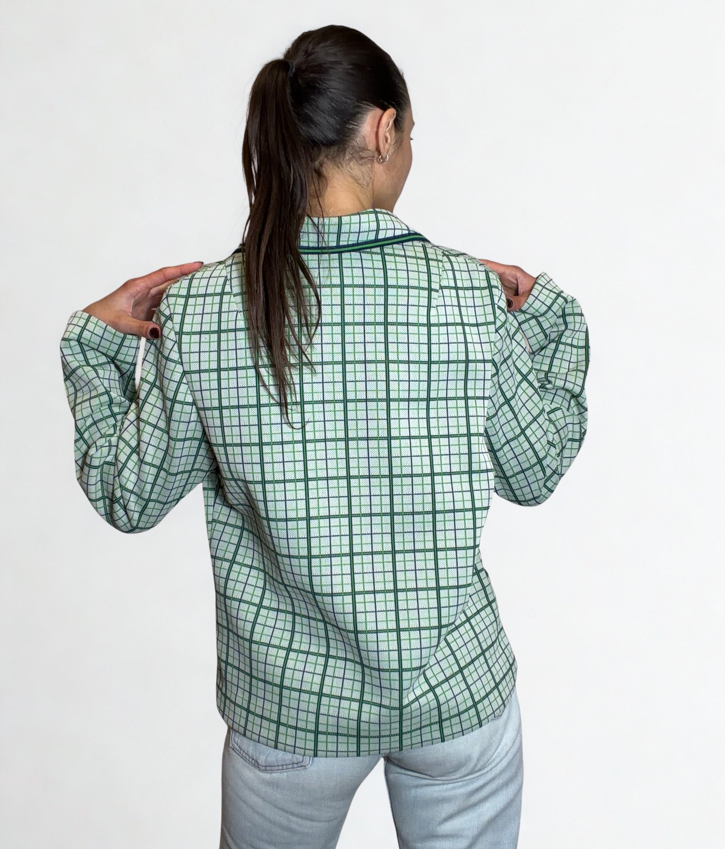 Blazer Vintage Scozzese Verde e Blu