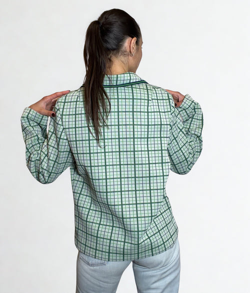 Blazer Vintage Scozzese Verde e Blu
