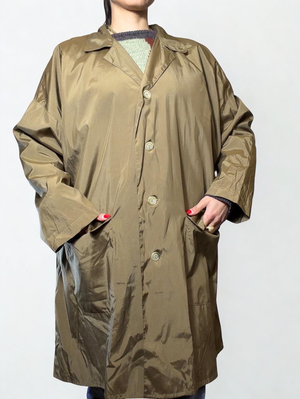 Sara Butti Vintage Raincoat Bronzo-Tortora in Microfibra – Made in Italy