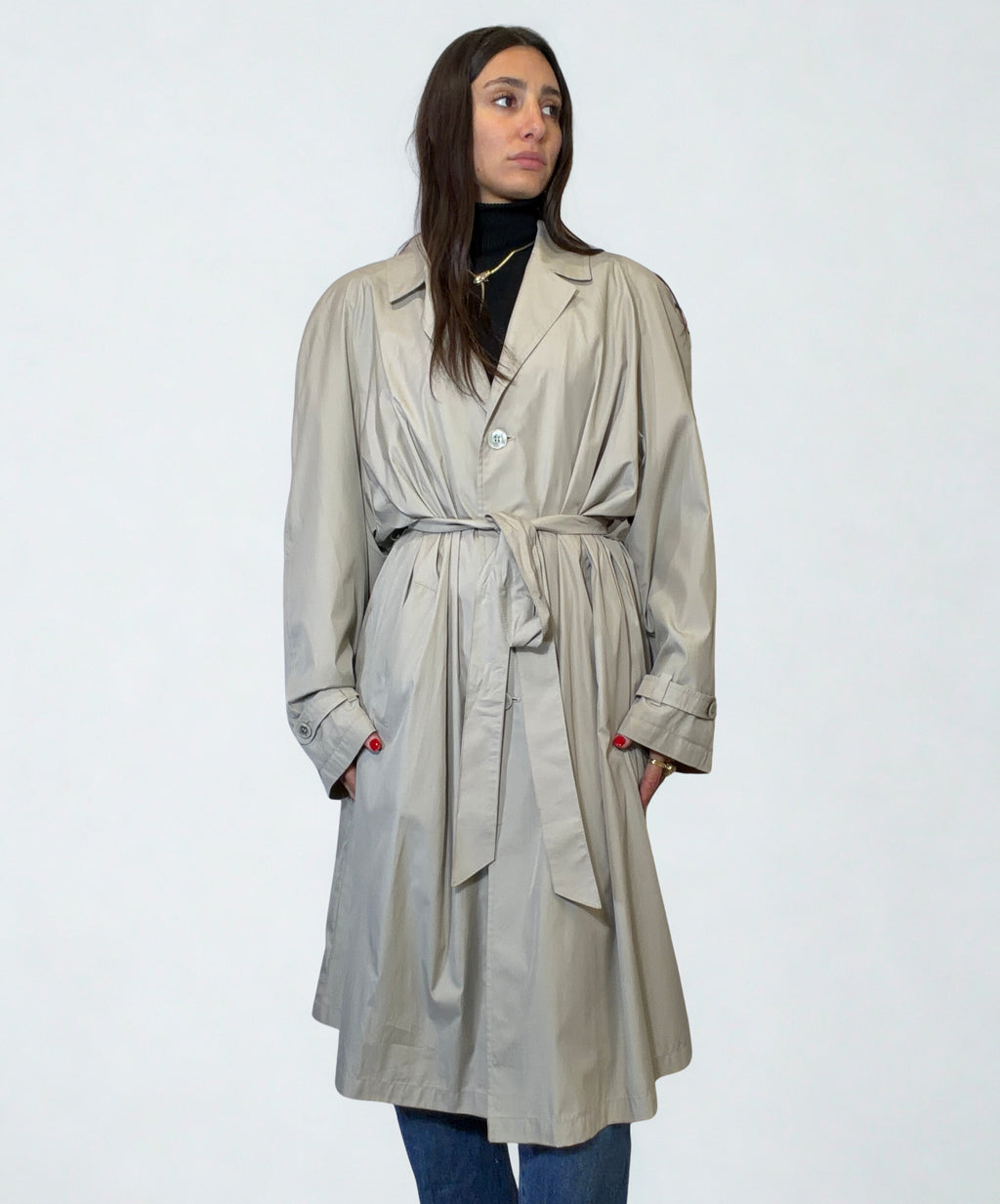 Trench Vintage Grigio Ghiaccio con Cintura
