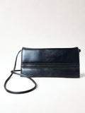 Borsa a Tracolla Vintage Nera — Pelle, Cuciture a Rilievo Tono su Tono, Tracolla Sottile, anni '80-'90