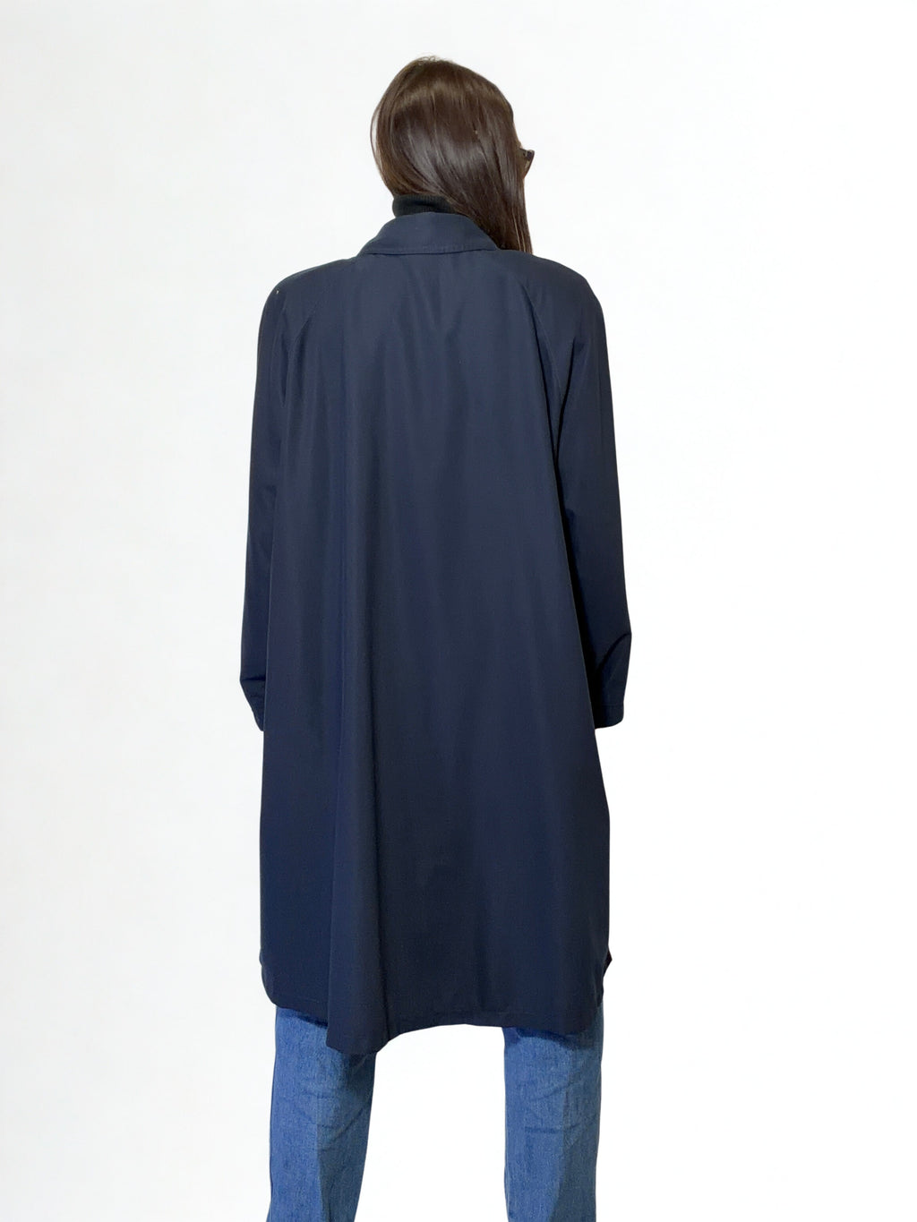 Spolverino Vintage Blu Notte con Bottone Gioiello