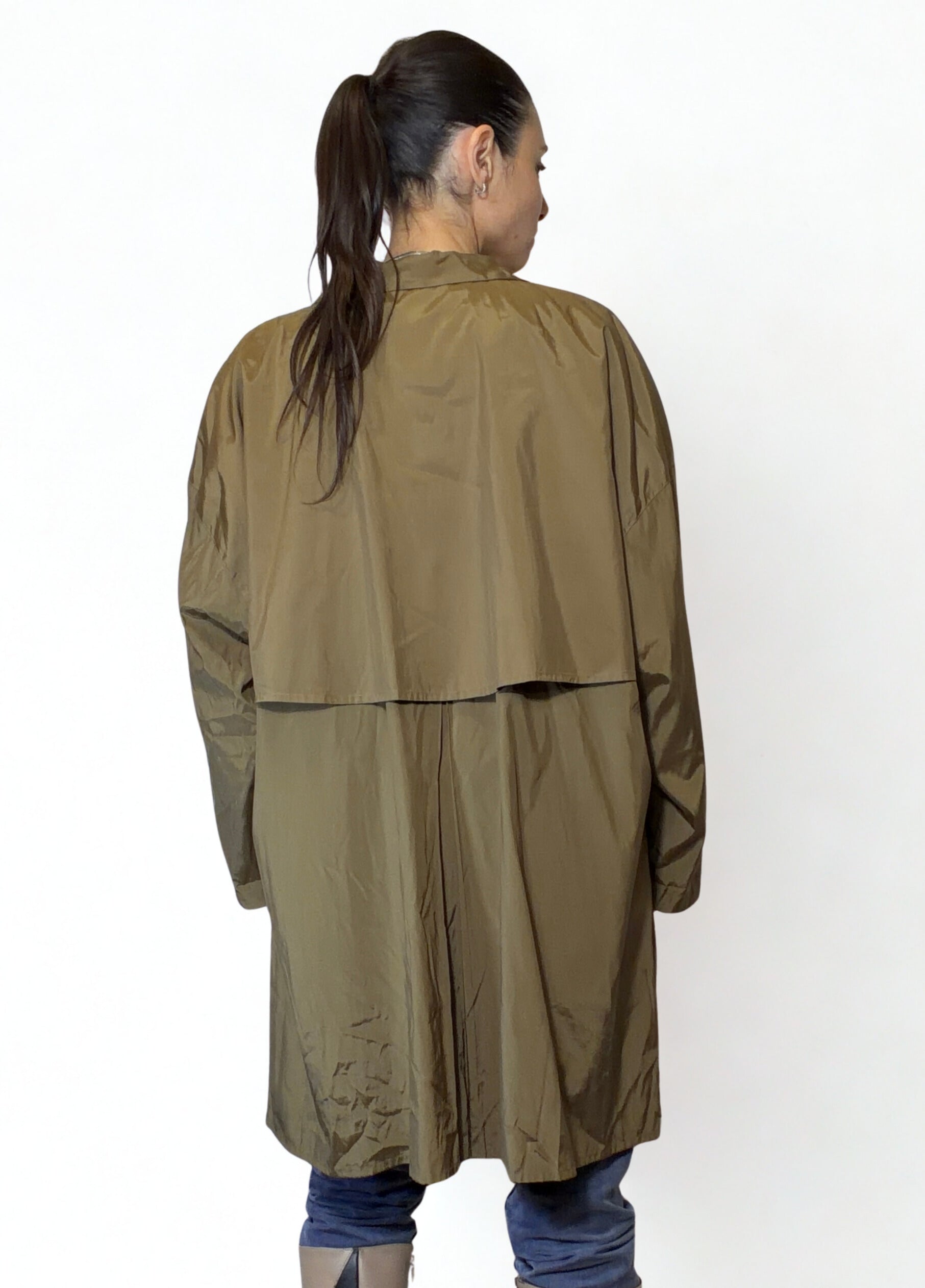 Sara Butti Vintage Raincoat Bronzo-Tortora in Microfibra – Made in Italy