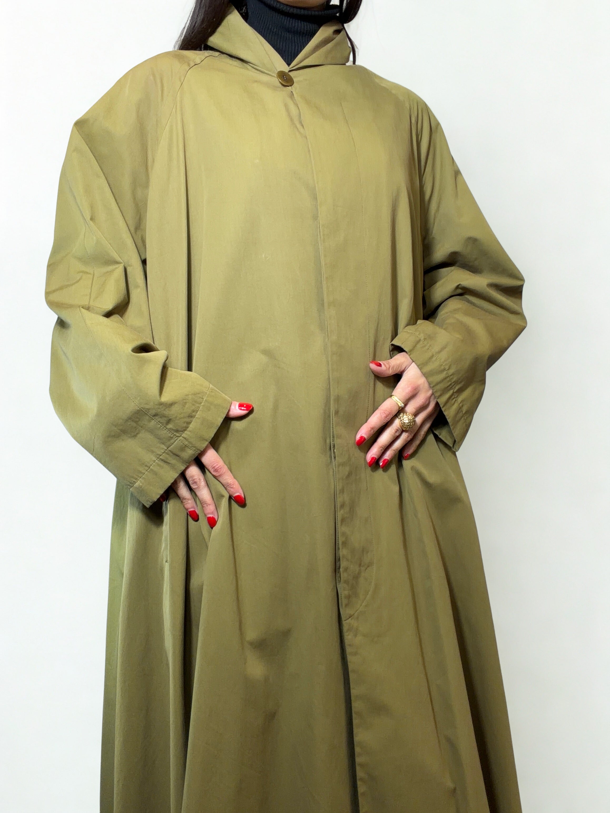 Spolverino Vintage Allegri Impermeabili – Verde Oliva Oversize con Cappuccio