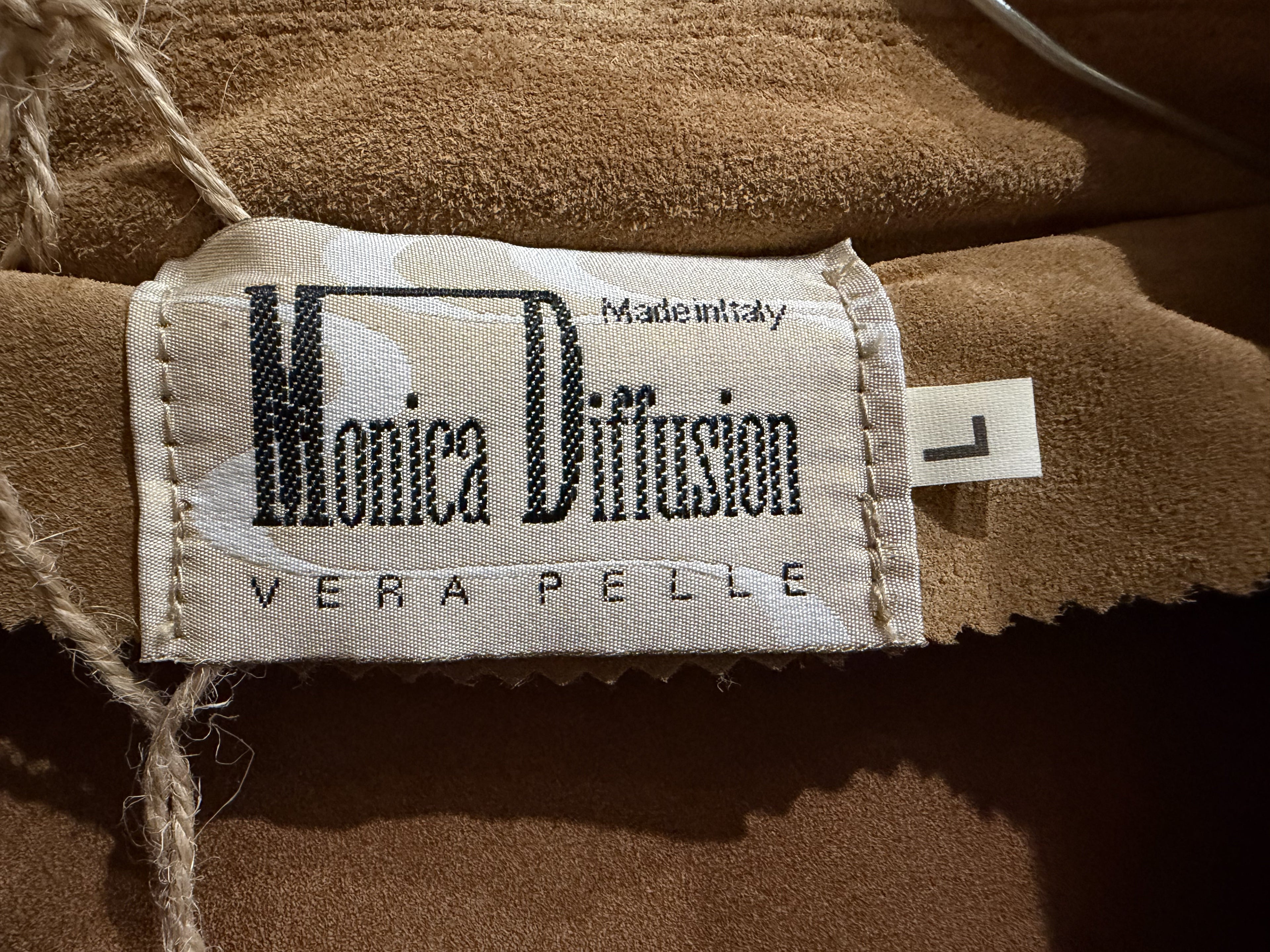 Giacca Vintage Monica Diffusion in Pelle Scamosciata Cammello – Vera Pelle Anni ’90