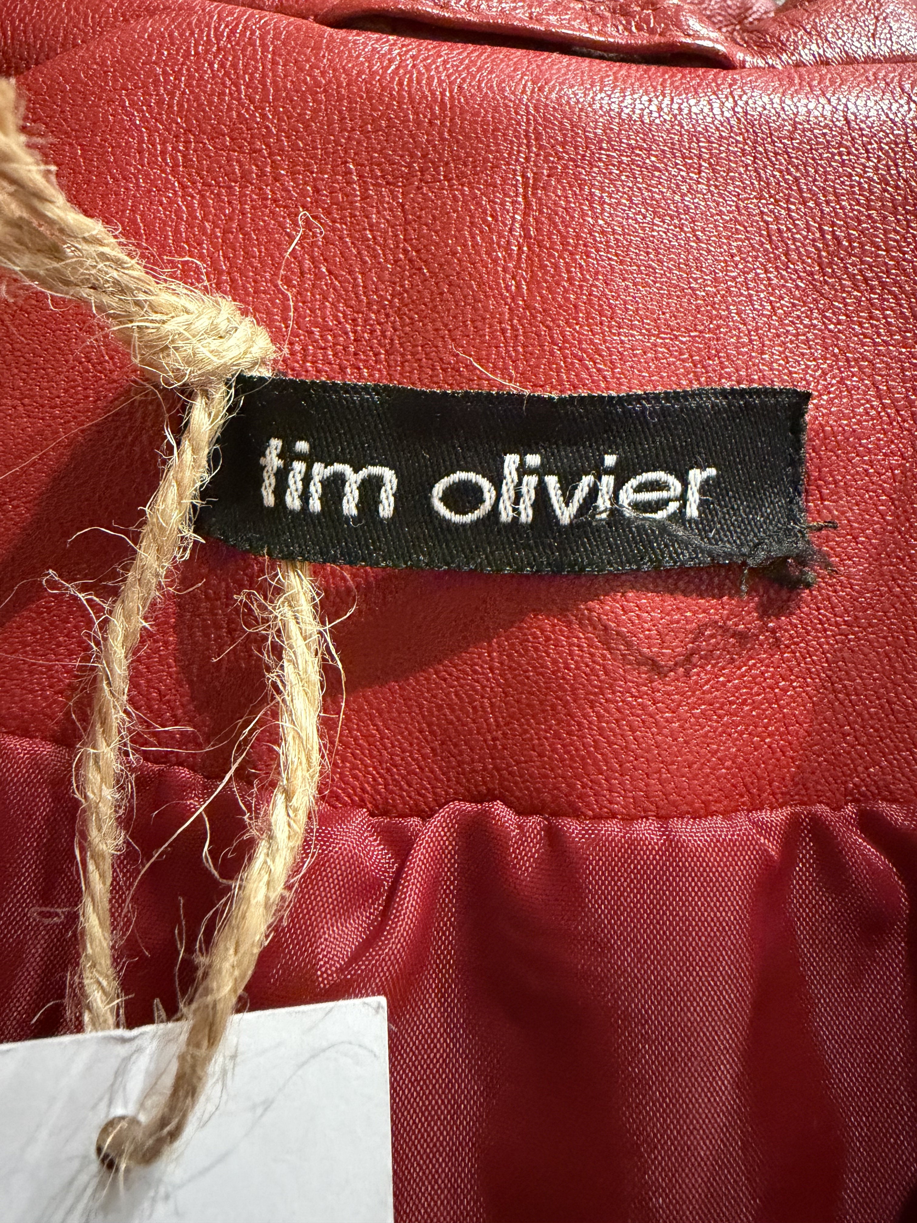 Giacca Vintage Tim Olivier in Vera Pelle Rossa – Fine Anni ’90