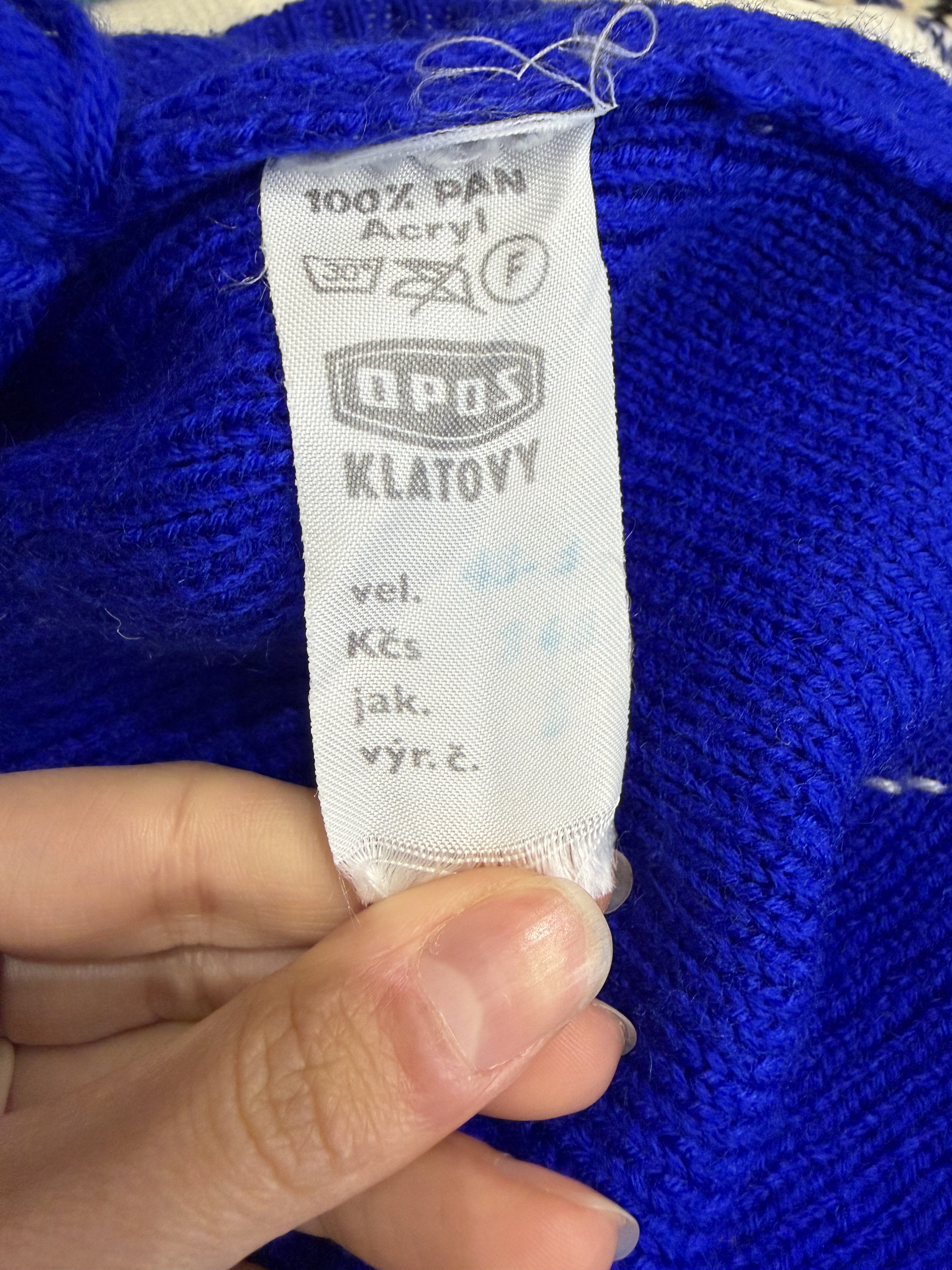 Maglione Collo Alto Bicolor Anni ’90 – Blu Elettrico & Panna