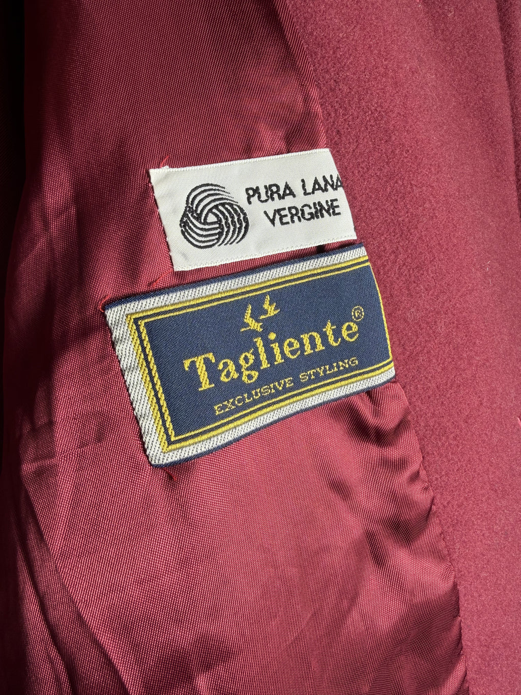 Cappotto Tagliente Magenta Pura Lana Vergine – '90