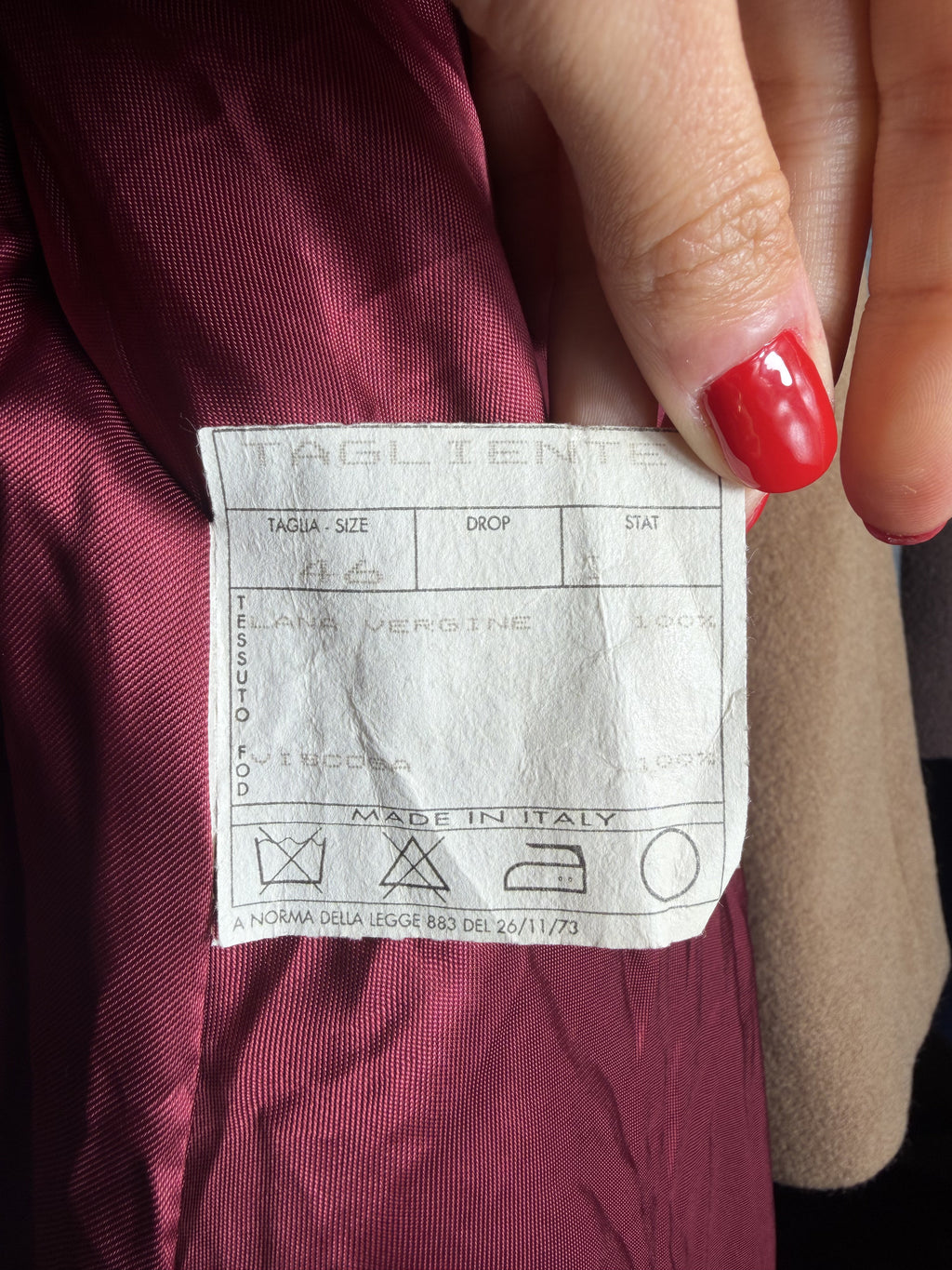 Cappotto Tagliente Magenta Pura Lana Vergine – '90