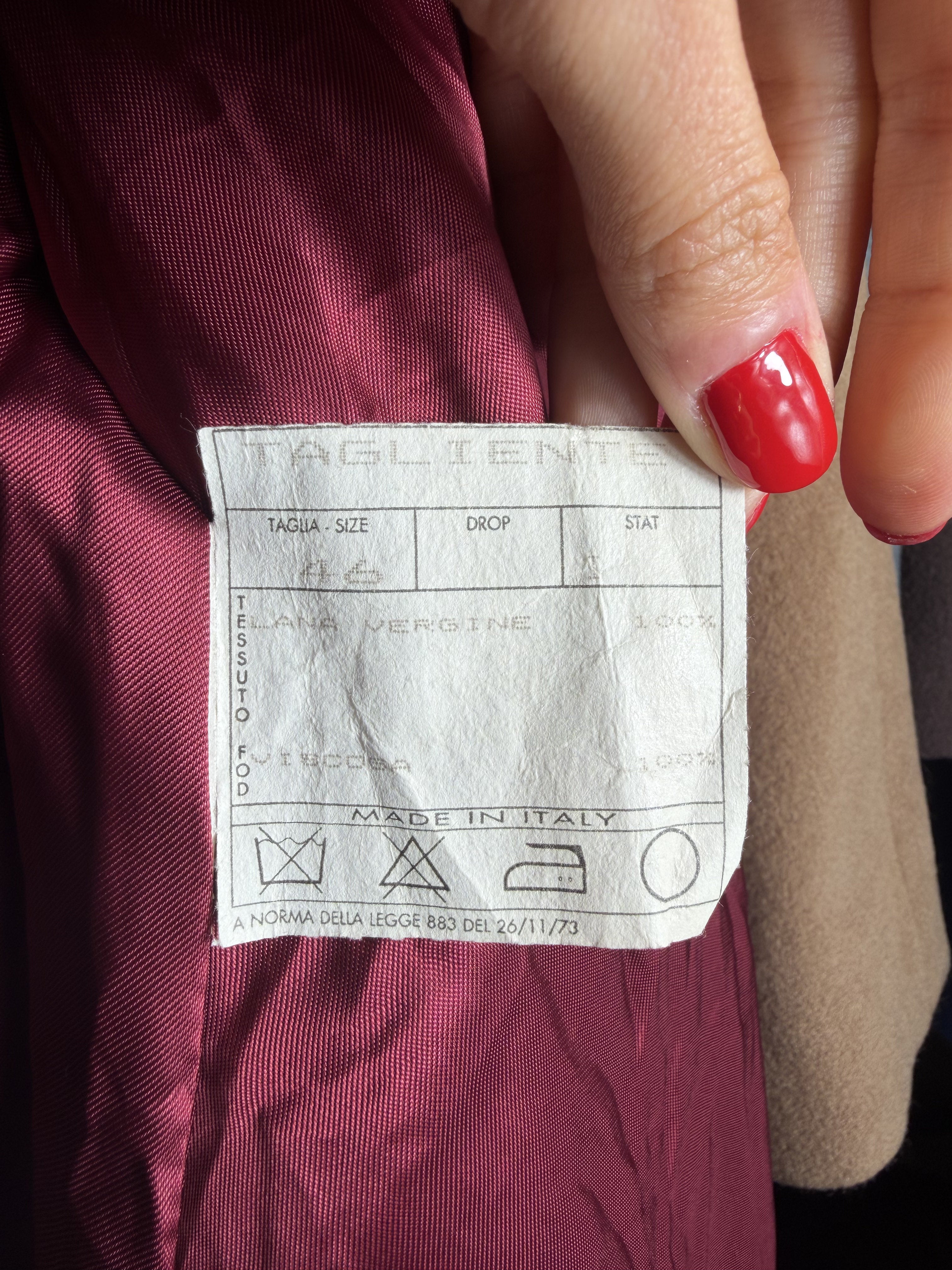 Cappotto Tagliente Magenta Pura Lana Vergine – '90