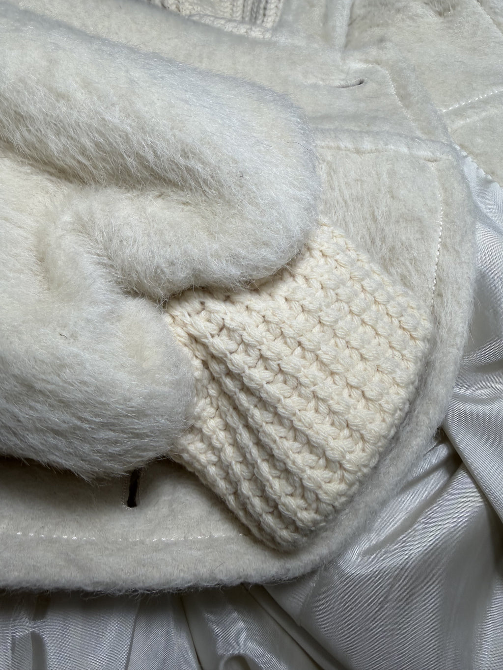 Cappotto Vintage Panna in Lana e Lama – '80