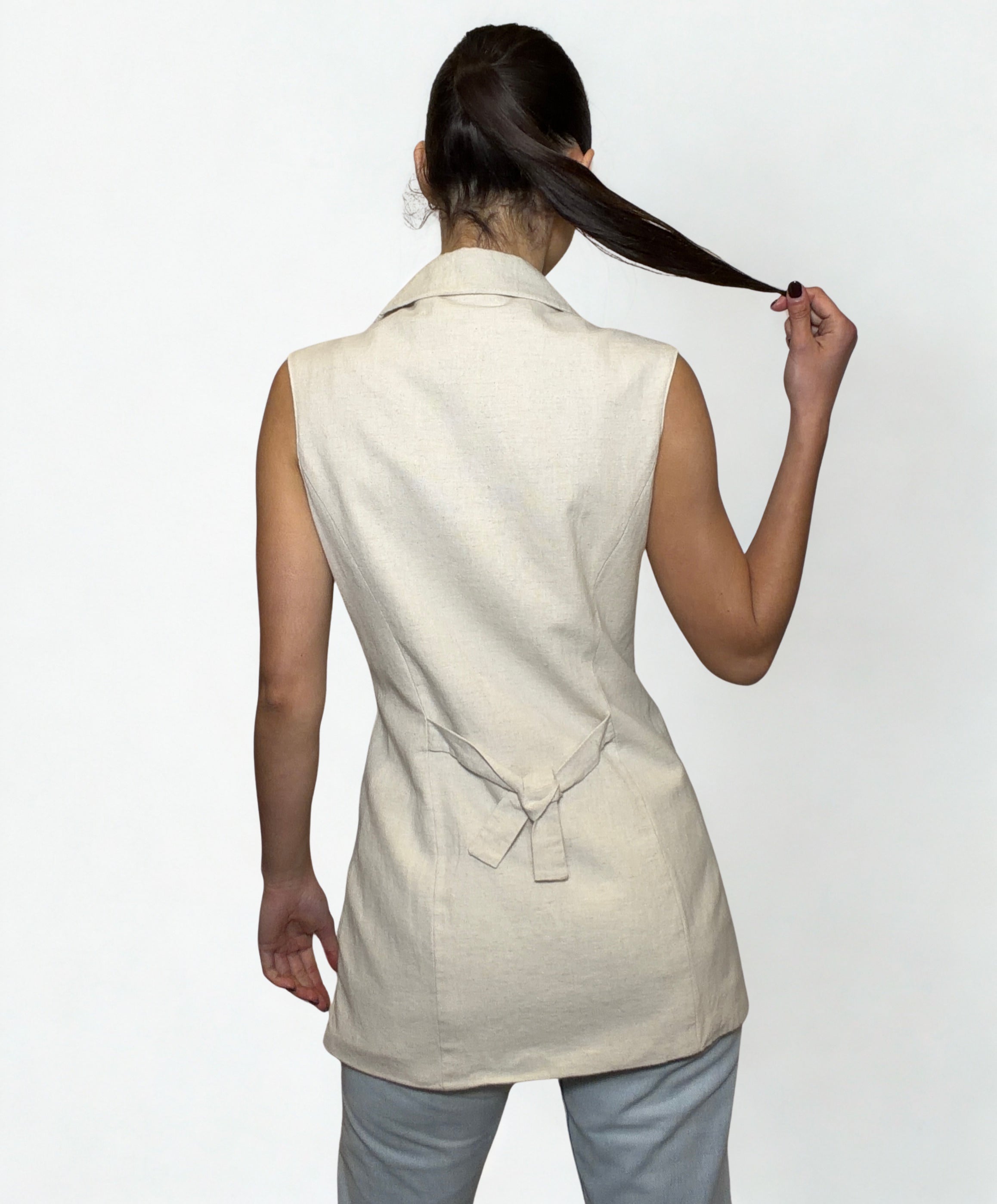 Gilet in Lino e Cotone  “ECCO Milano” – Beige Naturale