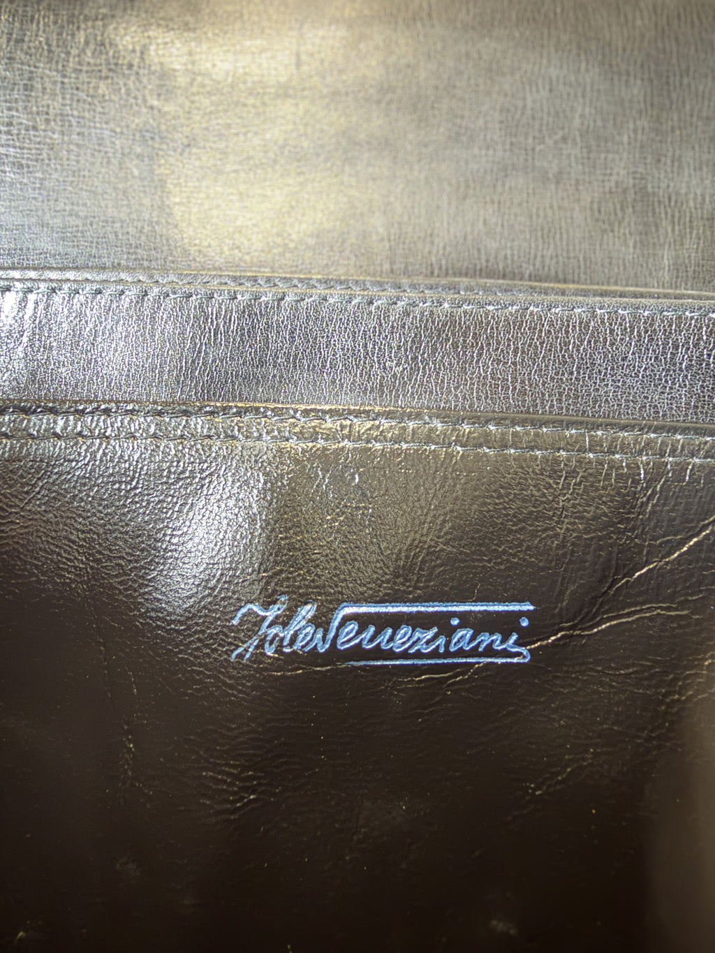 Borsa Vintage Jole Veneziani — Pelle Nera Strutturata, Hardware Oro, Tracolla, Alta Moda Milano anni '60-'70