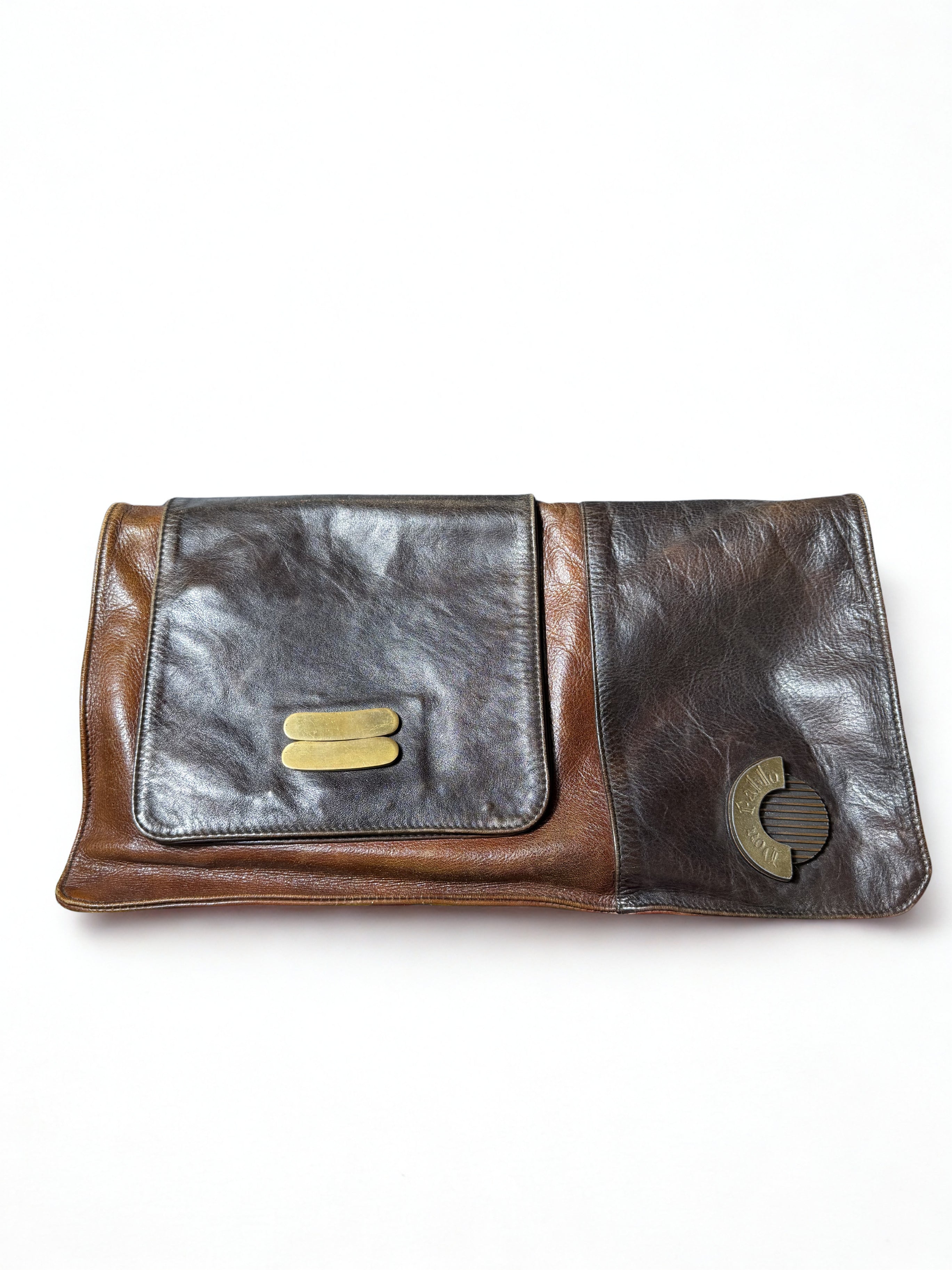 Pochette Vintage Don Pablo — Pelle Bicolore Marrone/Tabacco, Fibbia in Ottone, Anni '70-'80