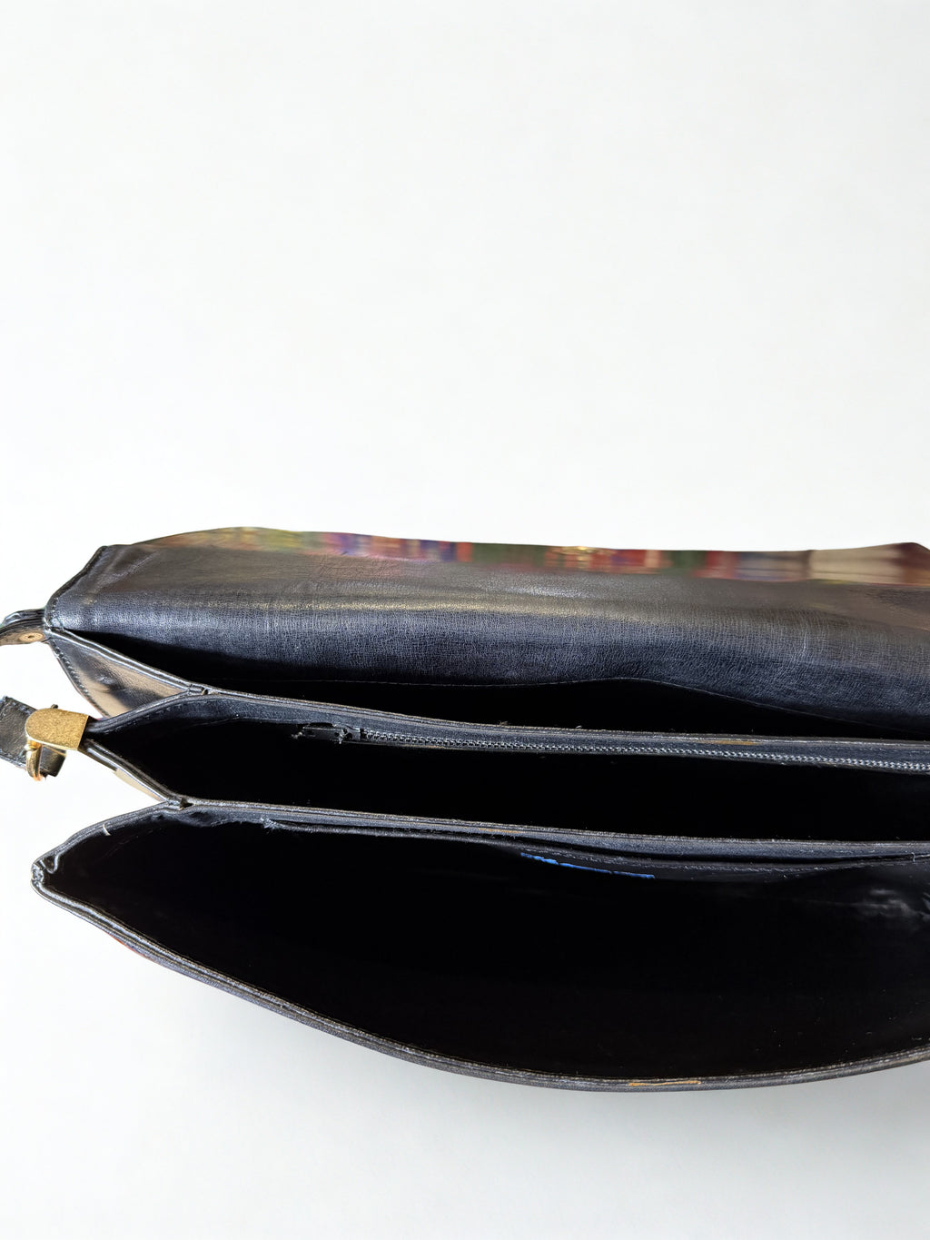 Borsa Vintage Jole Veneziani — Pelle Nera Strutturata, Hardware Oro, Tracolla, Alta Moda Milano anni '60-'70