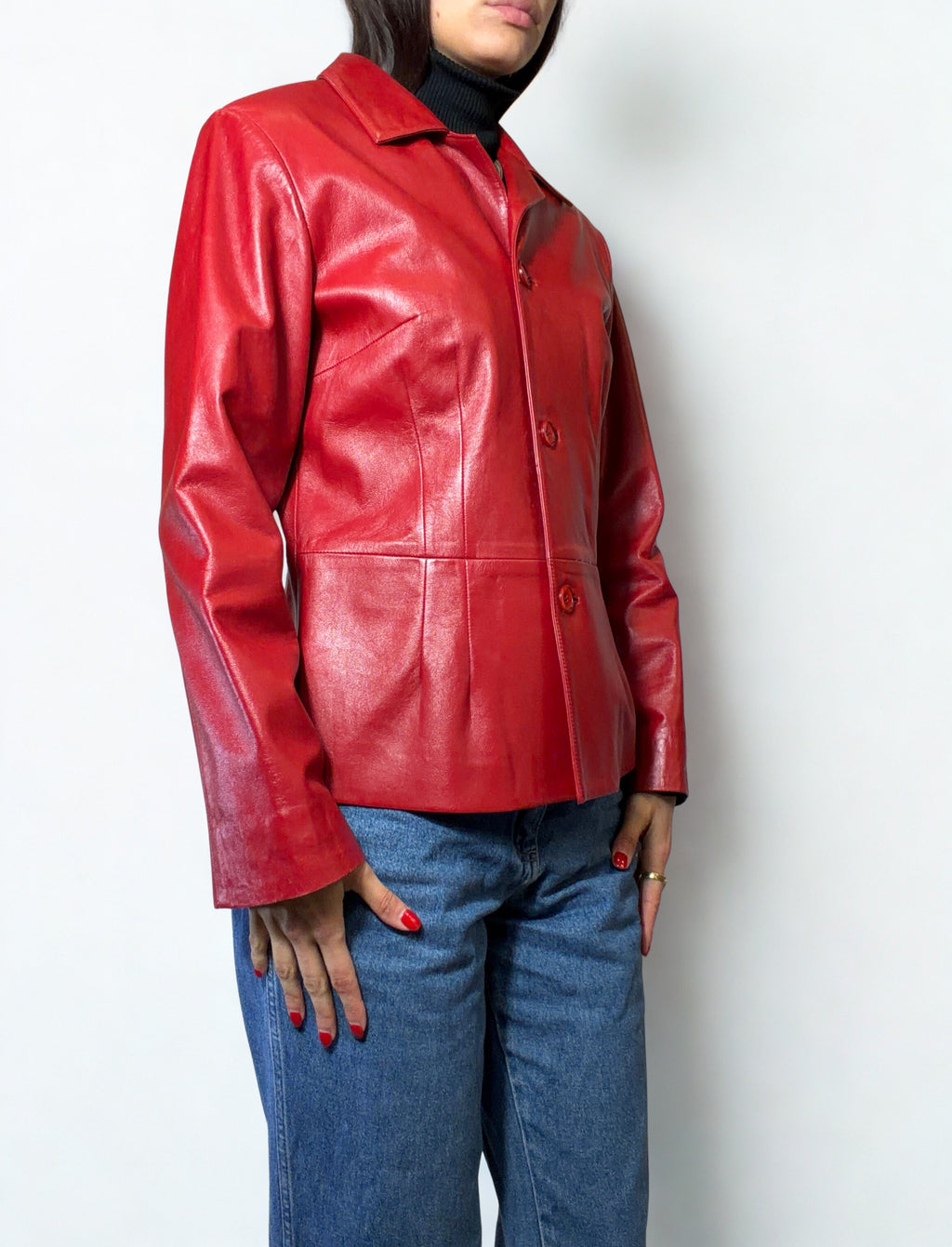 Giacca Vintage Tim Olivier in Vera Pelle Rossa – Fine Anni ’90