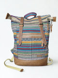 Zaino Boho Etnico - in Tessuto Azteco e Pelle