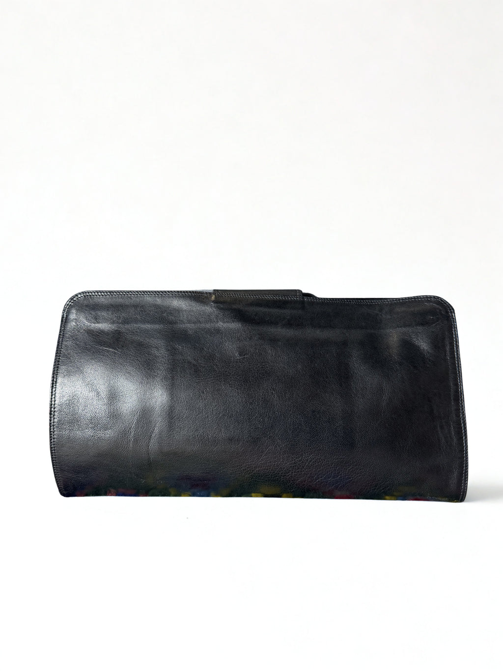 Pochette Vintage — Borsettificio Patrizia, Pelle Nera, Chiusura Archetto in Oro, Made in Italy anni '70-'80