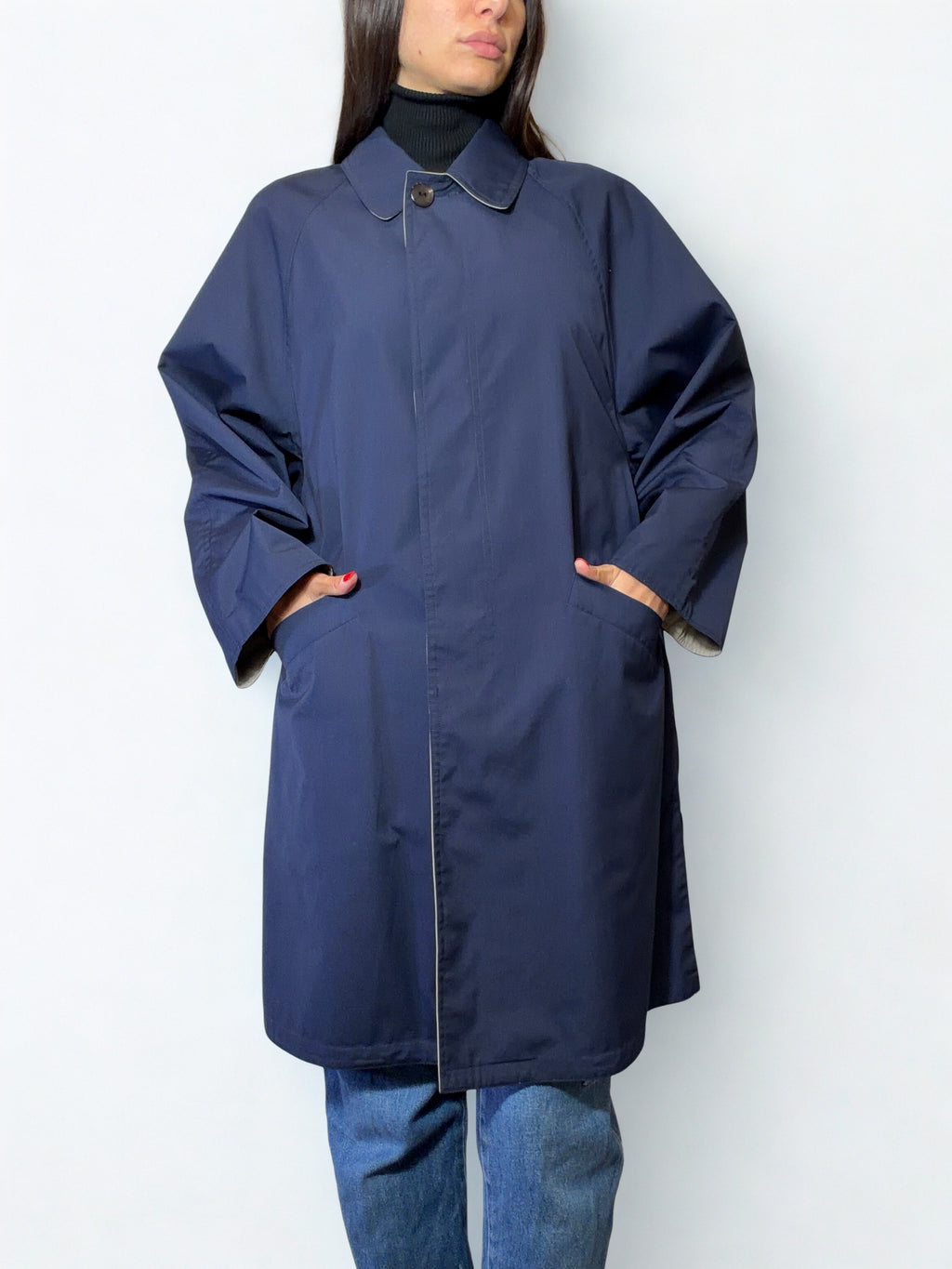 Spolverino Double Face Vintage Grigio & Blu - '90