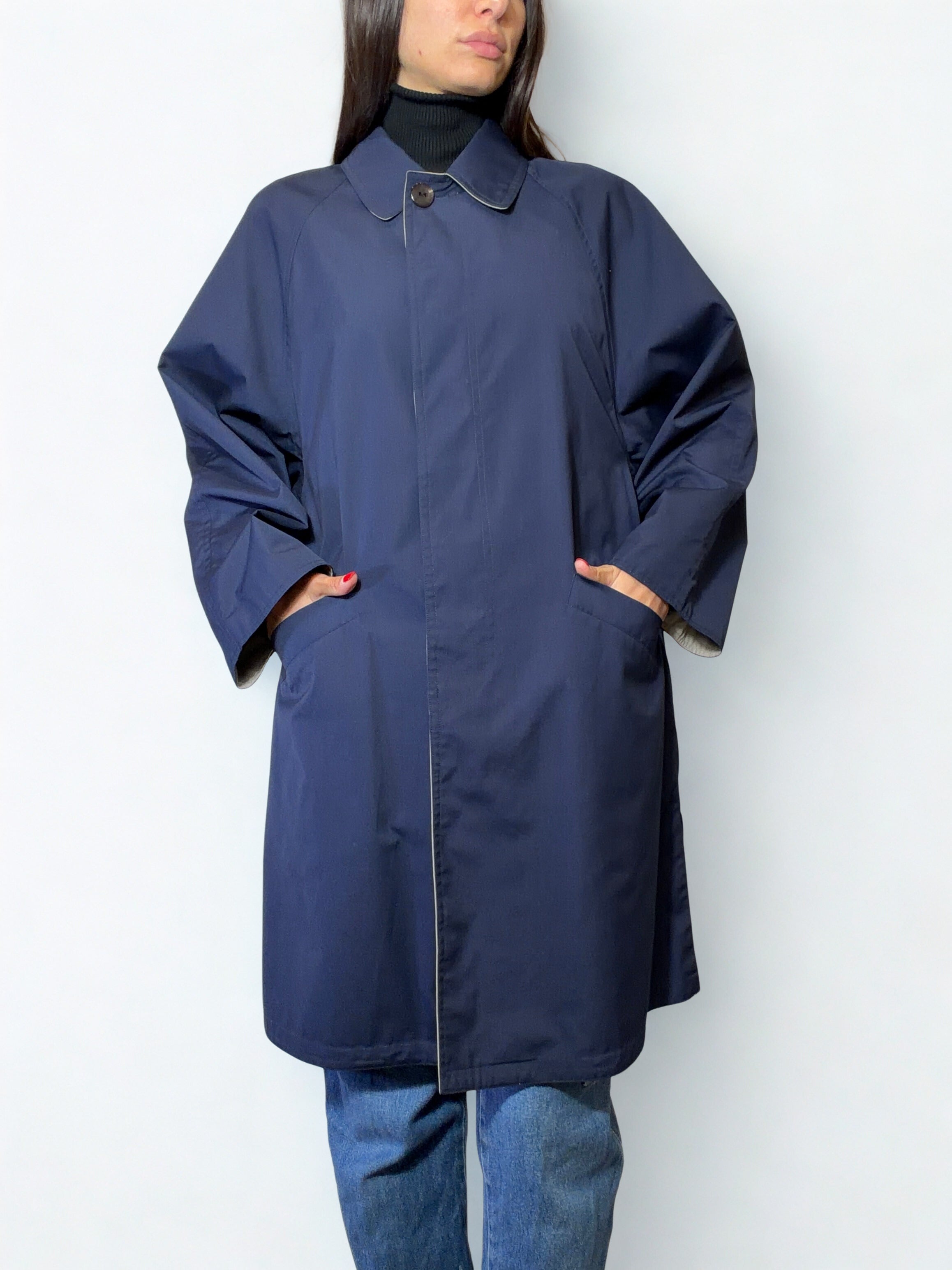 Spolverino Double Face Vintage Grigio & Blu - '90
