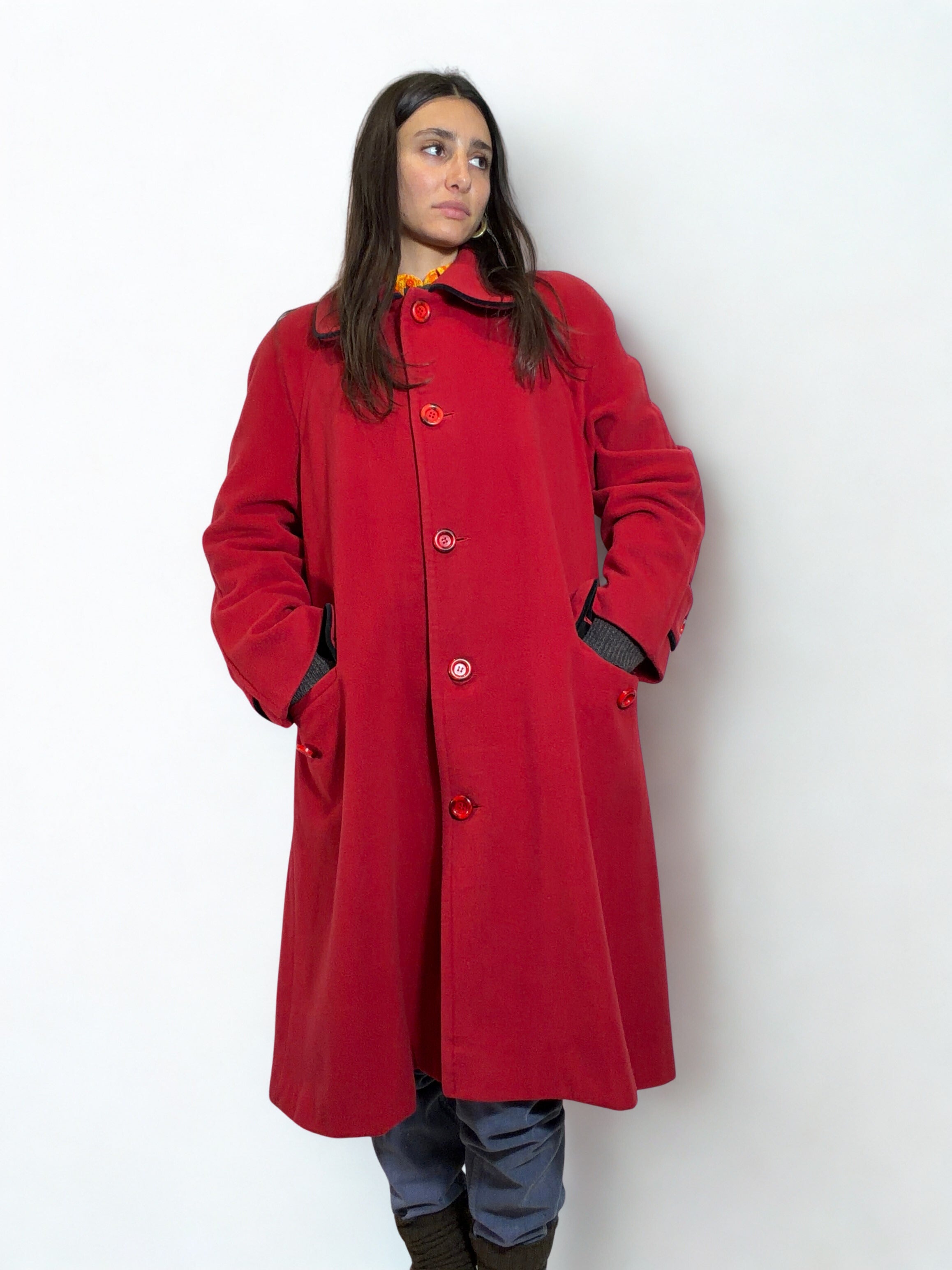Cappotto Vintage Rosso Anni - '80