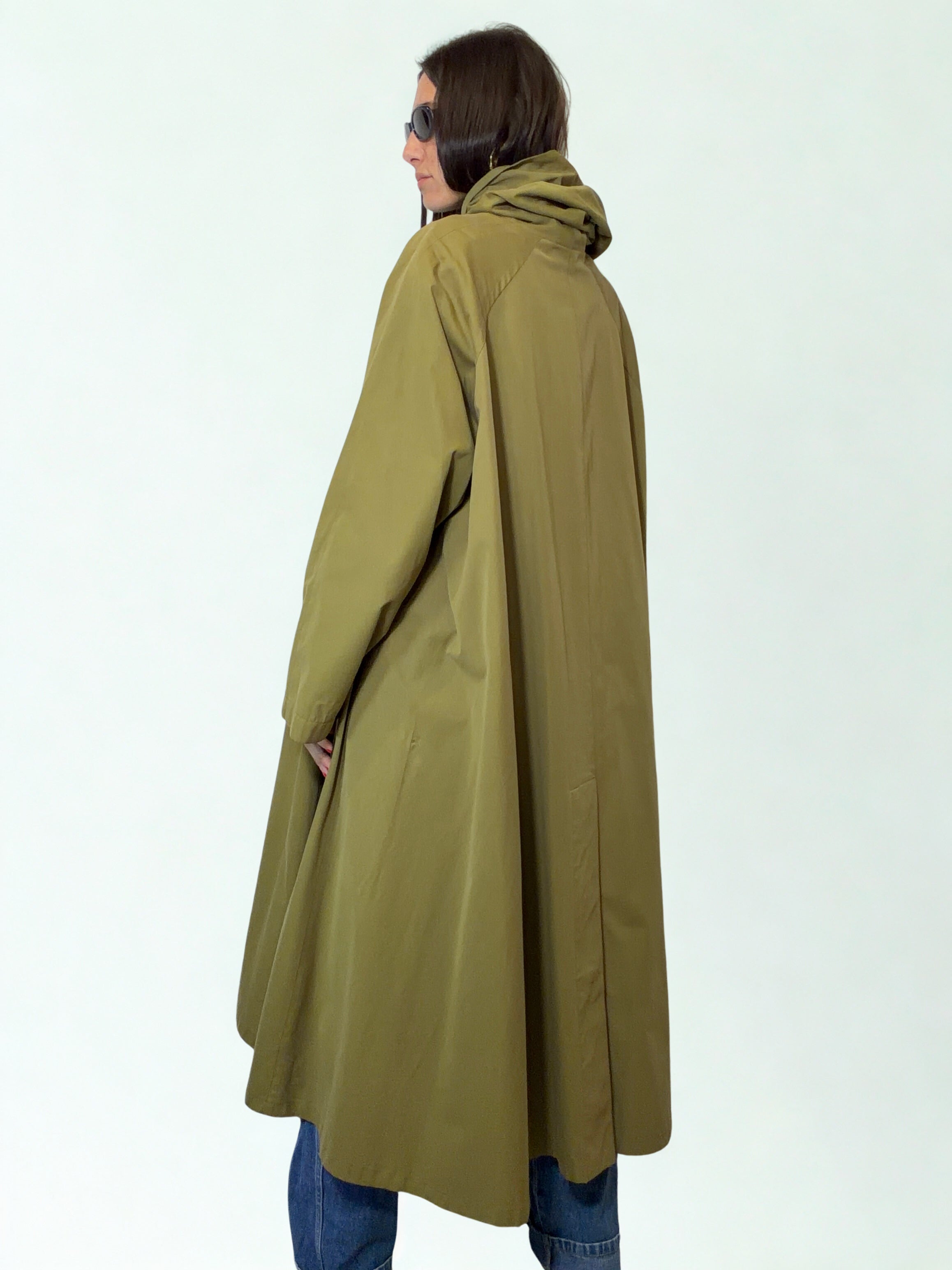 Spolverino Vintage Allegri Impermeabili – Verde Oliva Oversize con Cappuccio