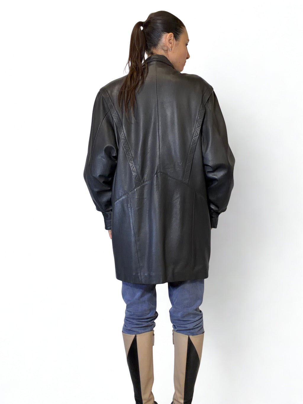 Cappotto Vintage Giorgio Mobiani in Vera Pelle Nera –  Anni ’80