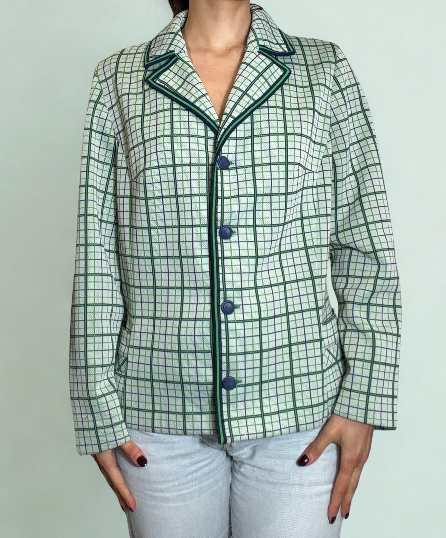 Blazer Vintage Scozzese Verde e Blu