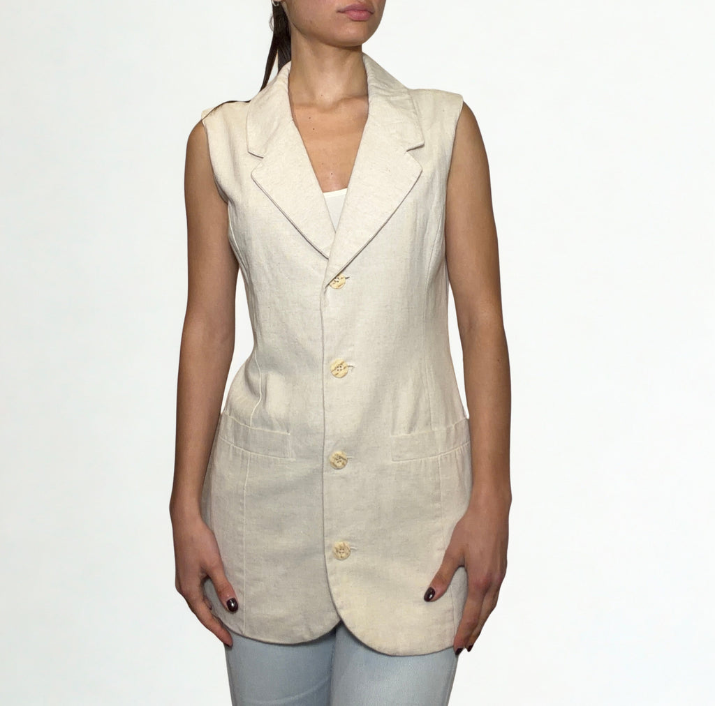 Gilet in Lino e Cotone  “ECCO Milano” – Beige Naturale